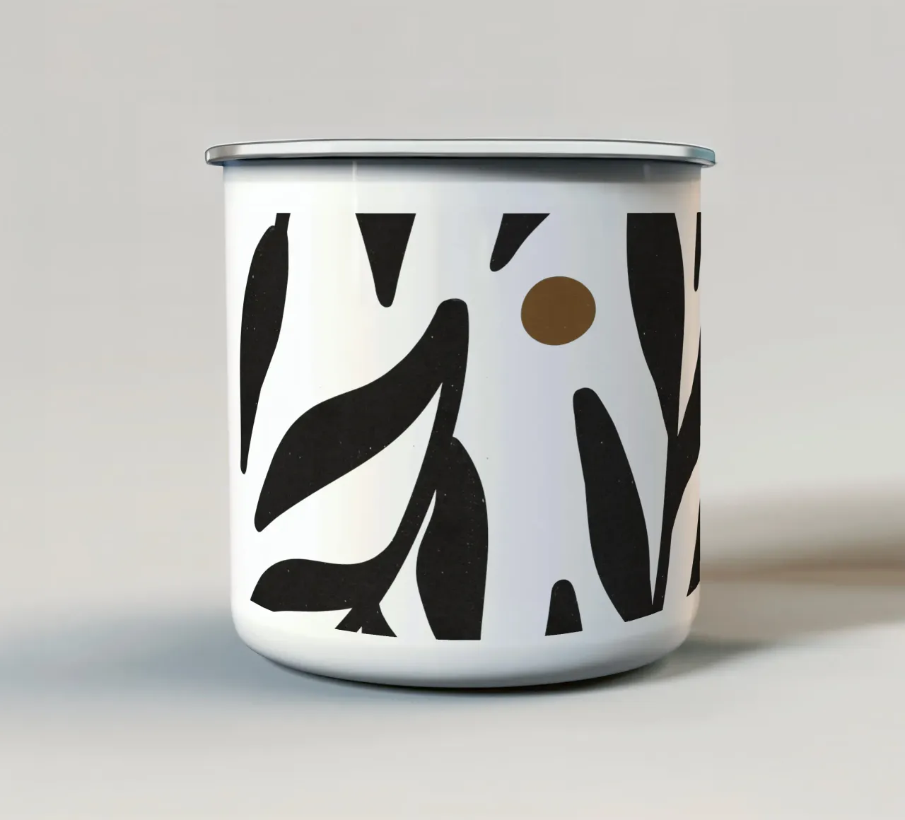 Minimalista astratto fiore Boho Mid Century modello nero tazza in smalto da This Wild Soul - Illustration