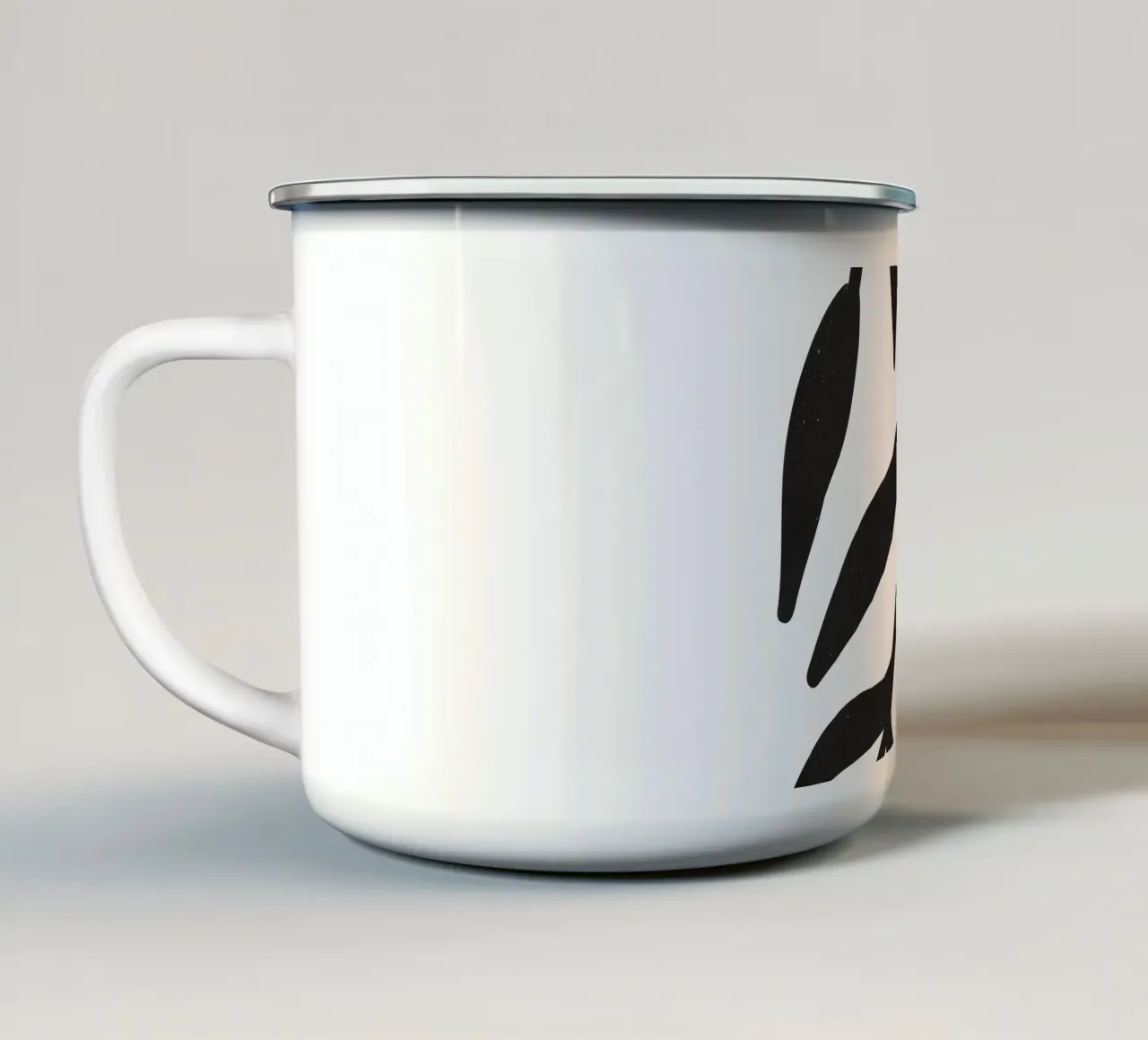 Minimalista astratto fiore Boho Mid Century modello nero tazza in smalto da This Wild Soul - Illustration