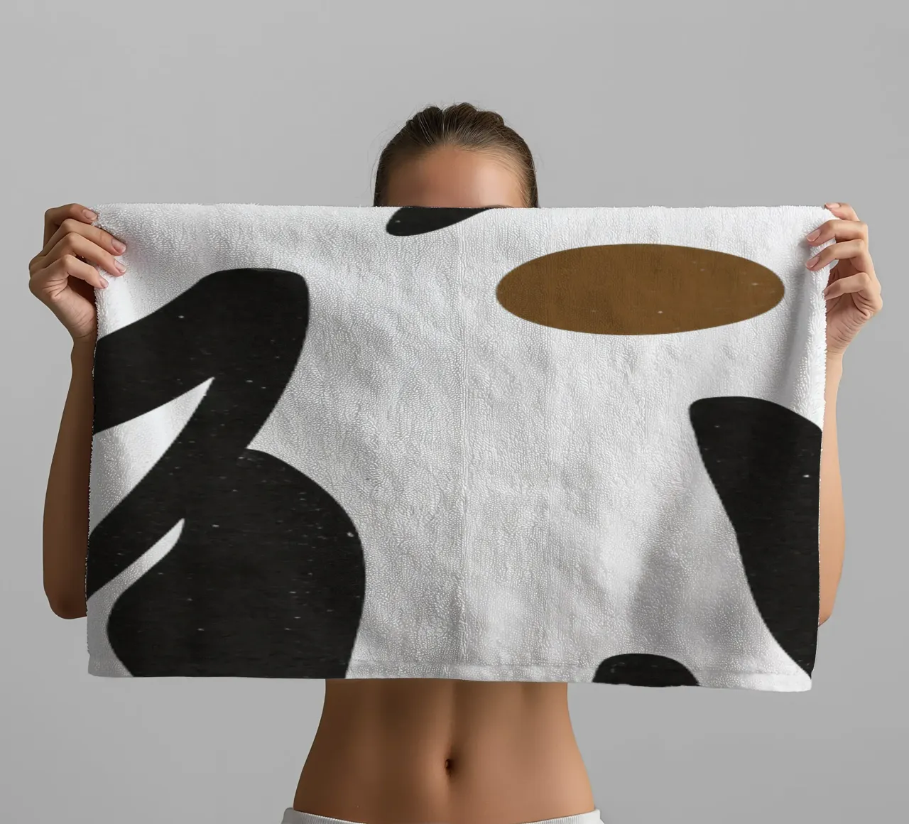 Minimalista astratto fiore Boho Mid Century modello nero asciugamano da bagno da This Wild Soul - Illustration