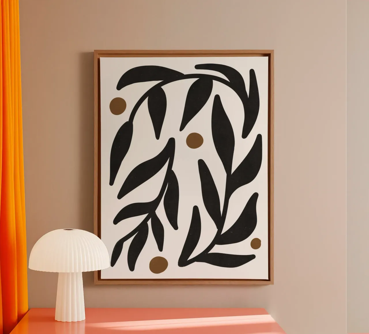 Minimalistisch Abstract Bloem Boho Mid Eeuw zwart Patroon canvas met Baklijst van This Wild Soul - Illustration