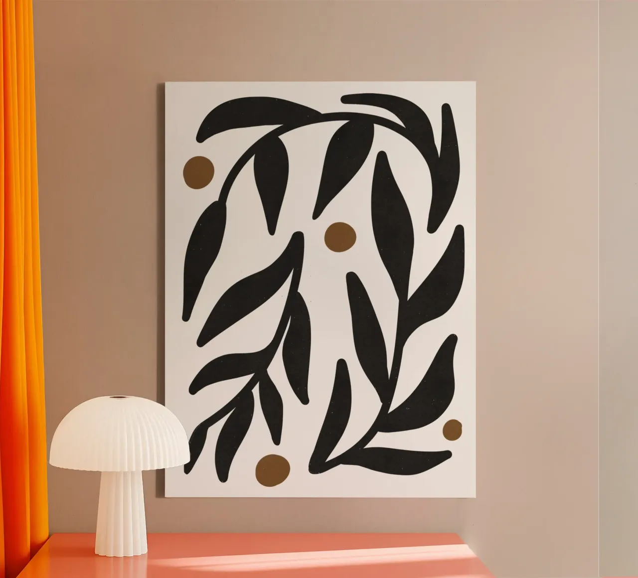 Minimalistisch Abstract Bloem Boho Mid Eeuw zwart Patroon canvas met Baklijst van This Wild Soul - Illustration
