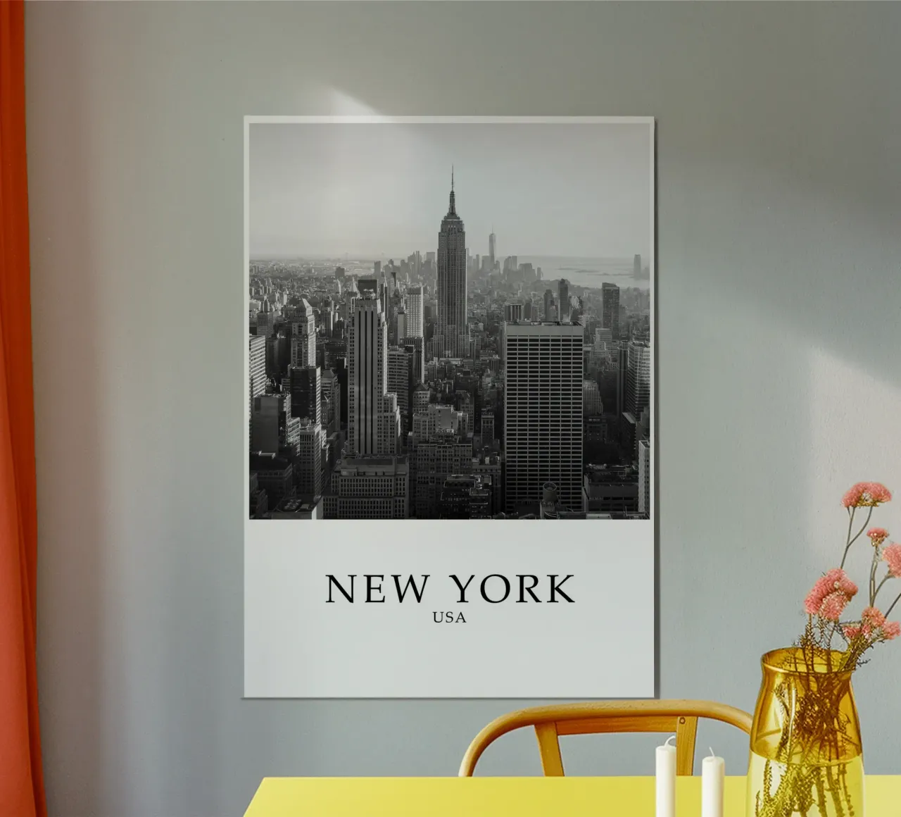 Empire State Building New York City USA Skyline Greyscale poster con telaio in plastica da Charnwood Prints