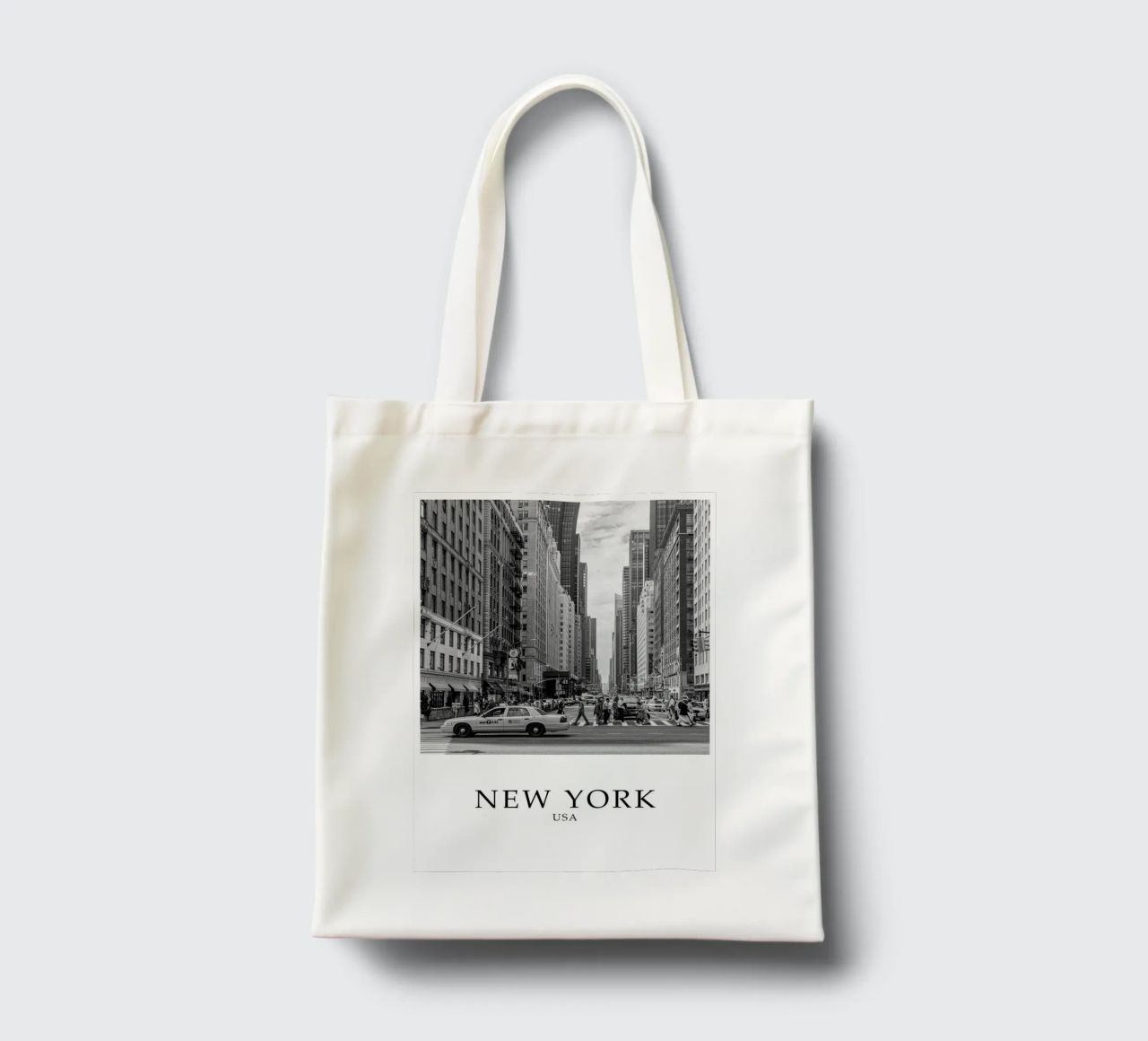 New York USA Cityscape Scene Greyscale Jutebeutel von Charnwood Prints