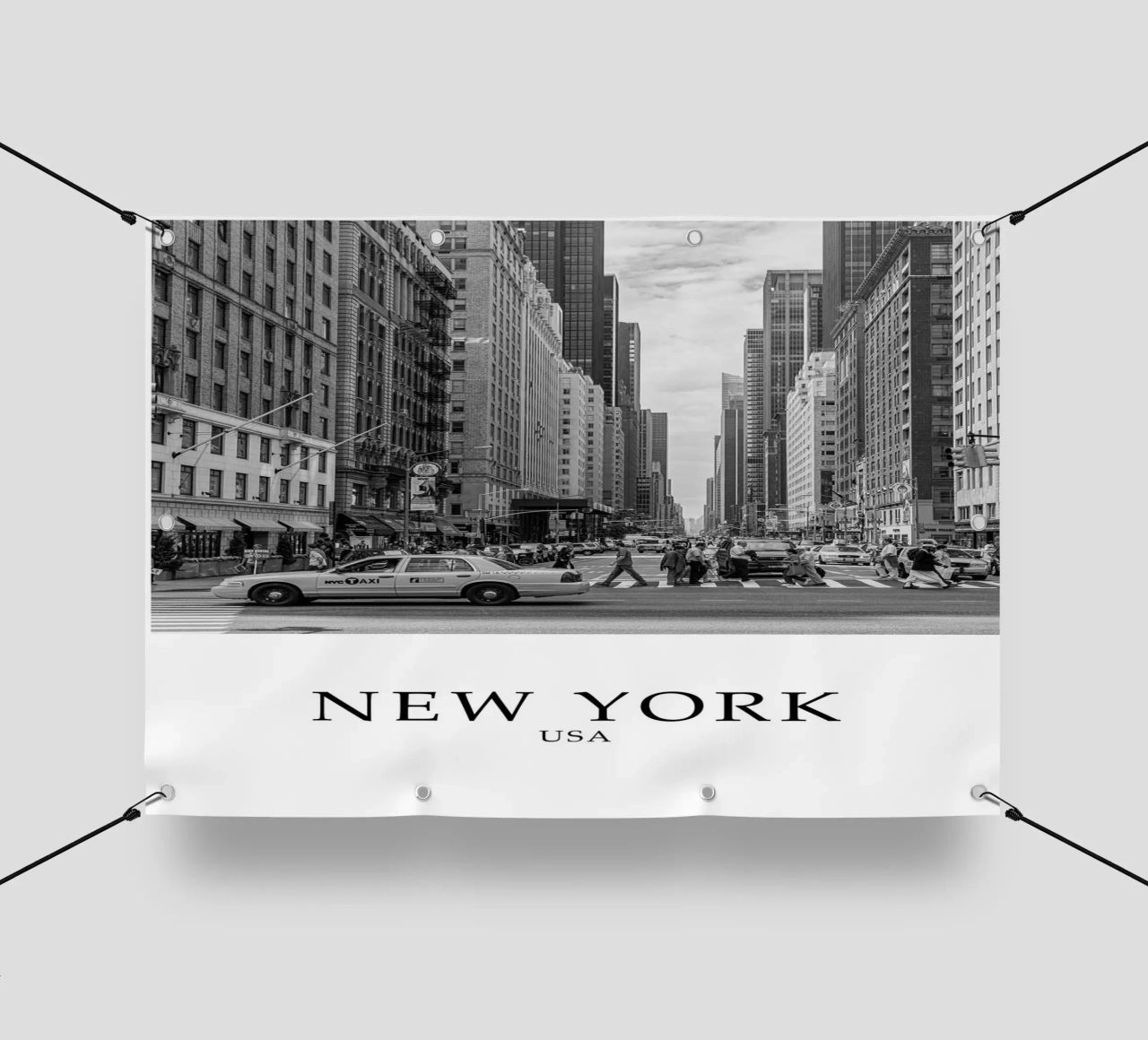 New York USA Cityscape Scene Greyscale PVC Plane von Charnwood Prints