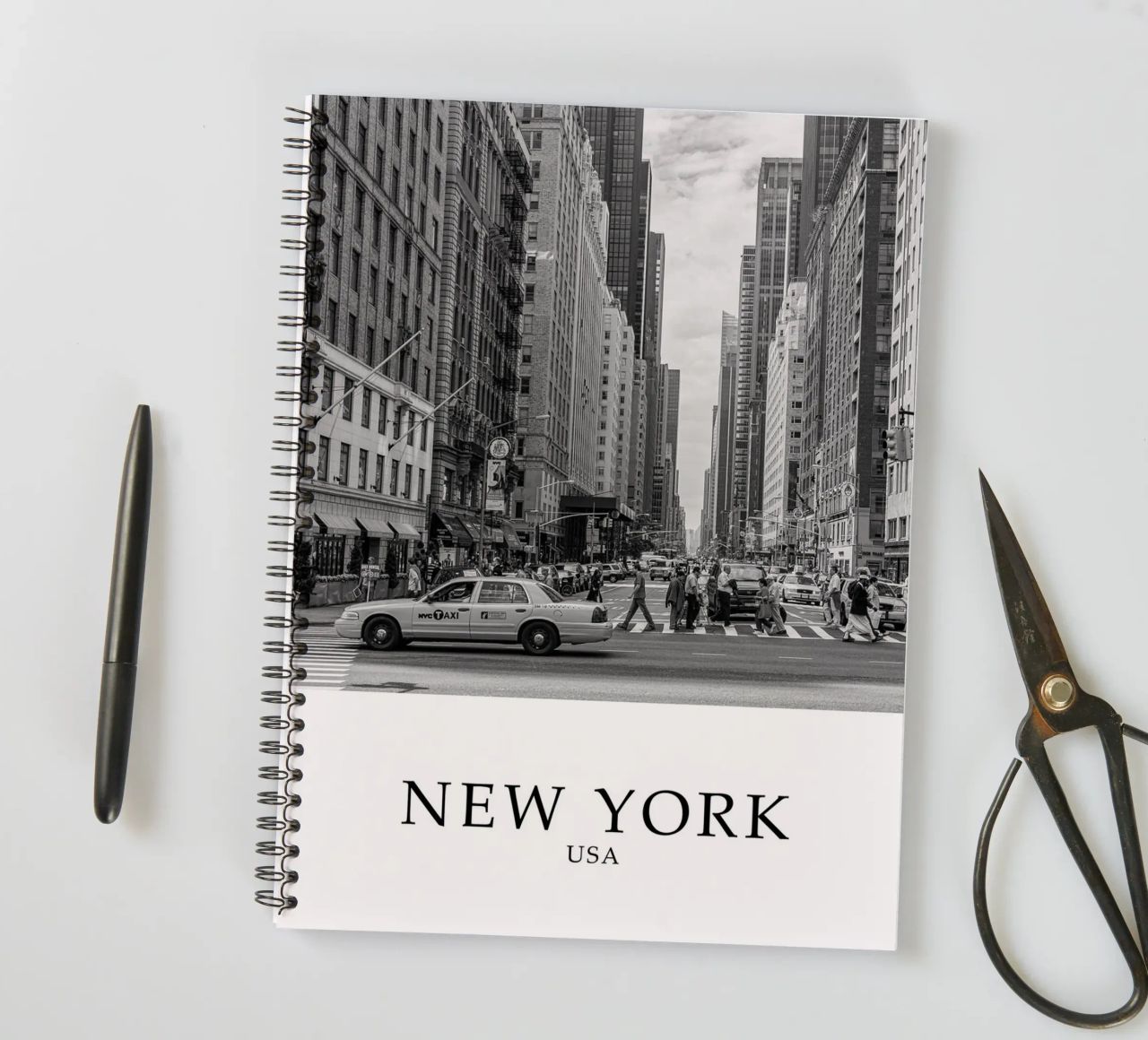New York USA Cityscape Scene Greyscale Ringbuch von Charnwood Prints