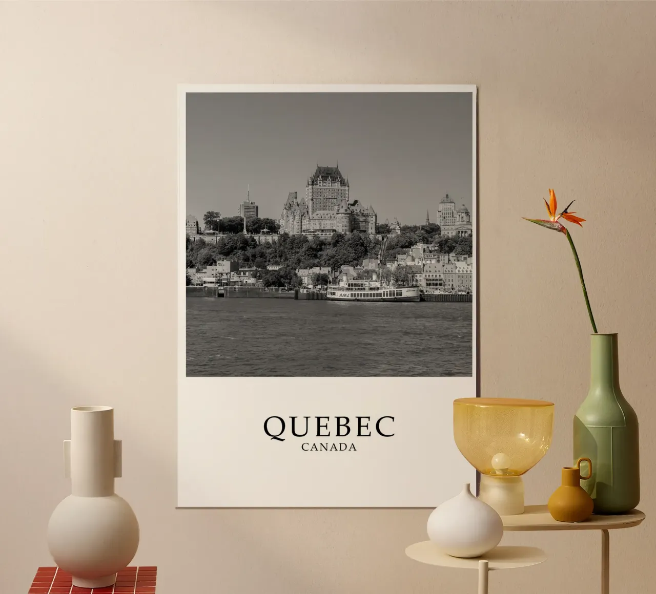 Quebec Canada Cityscape Scene Greyscale hahnemühle by Charnwood Prints