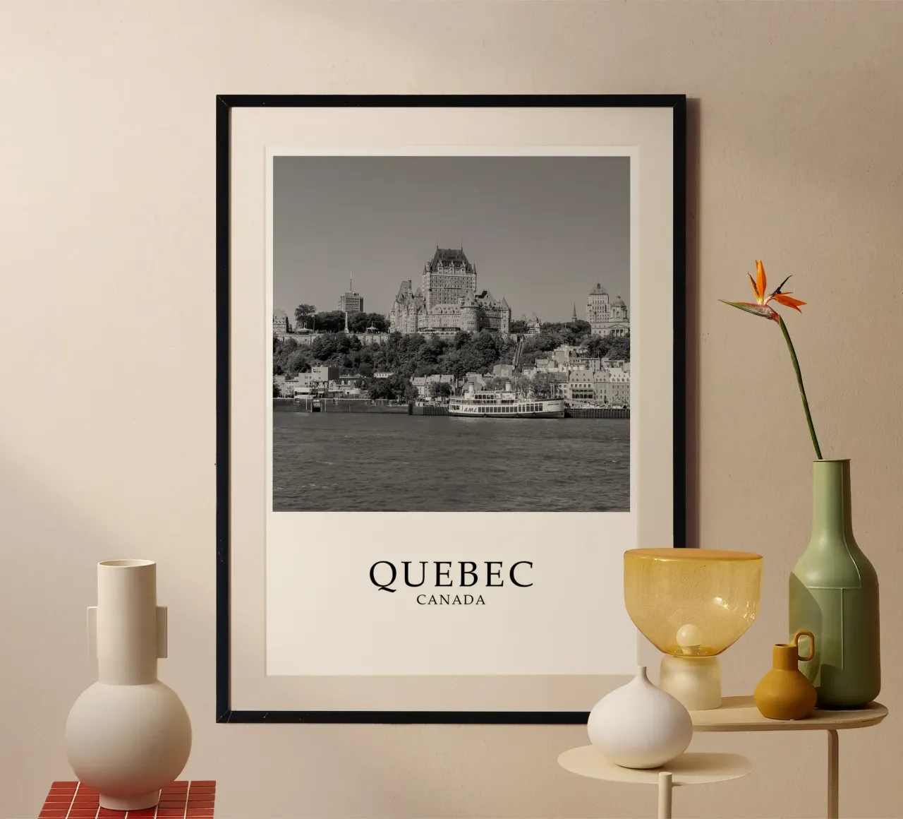 Quebec Canada Cityscape Scene Greyscale hahnemühle by Charnwood Prints