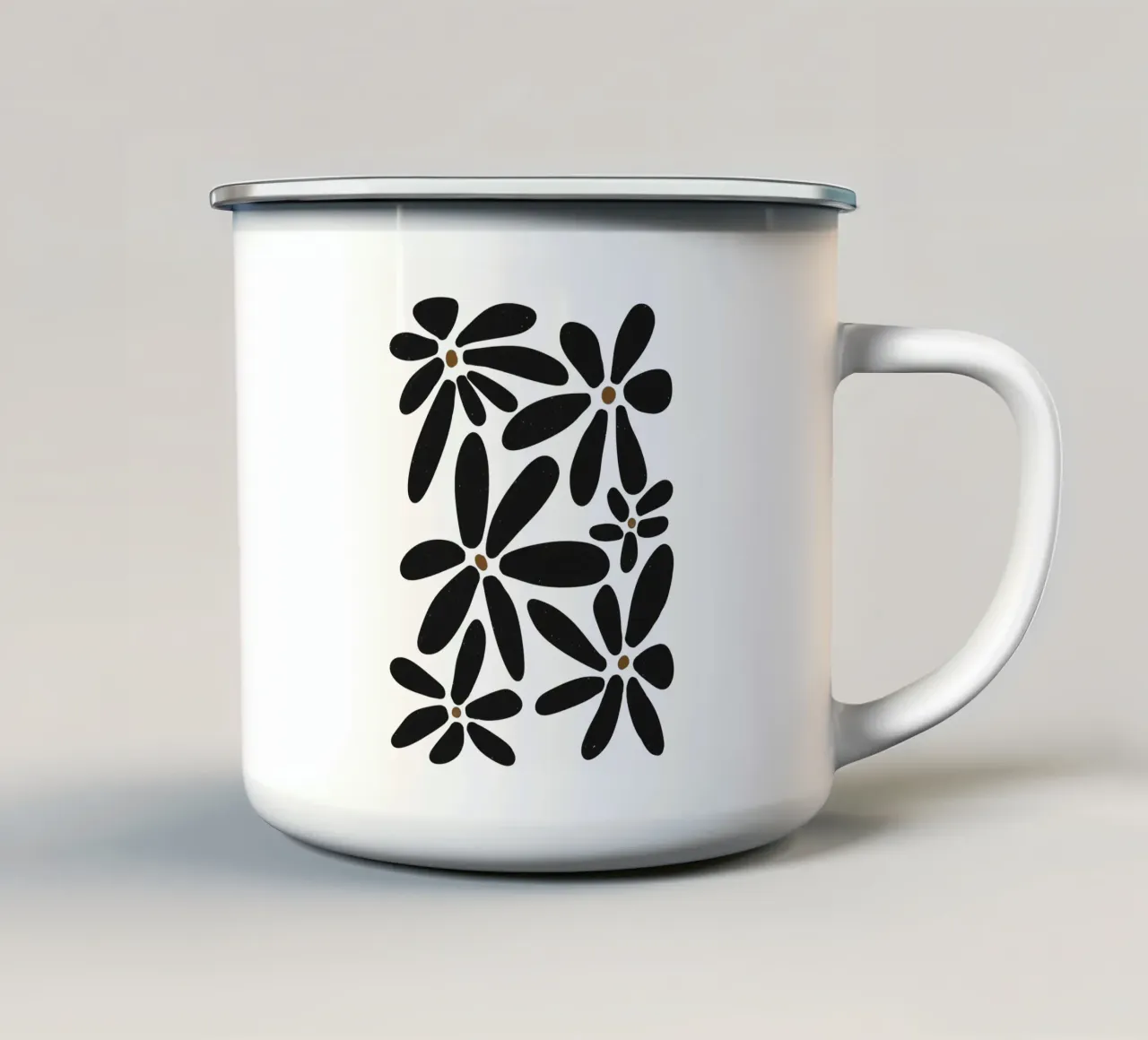 Botanico astratto minimalista Boho bianco nero metà secolo tazza in smalto da This Wild Soul - Illustration