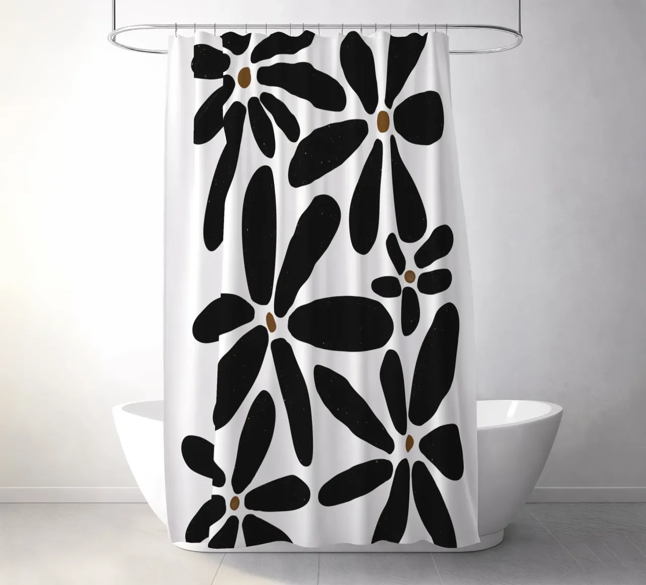 Botanisch Abstrakt Minimalistisch Boho Schwarz Weiß Mitte des Jahrhunderts Duschvorhang von This Wild Soul - Illustration