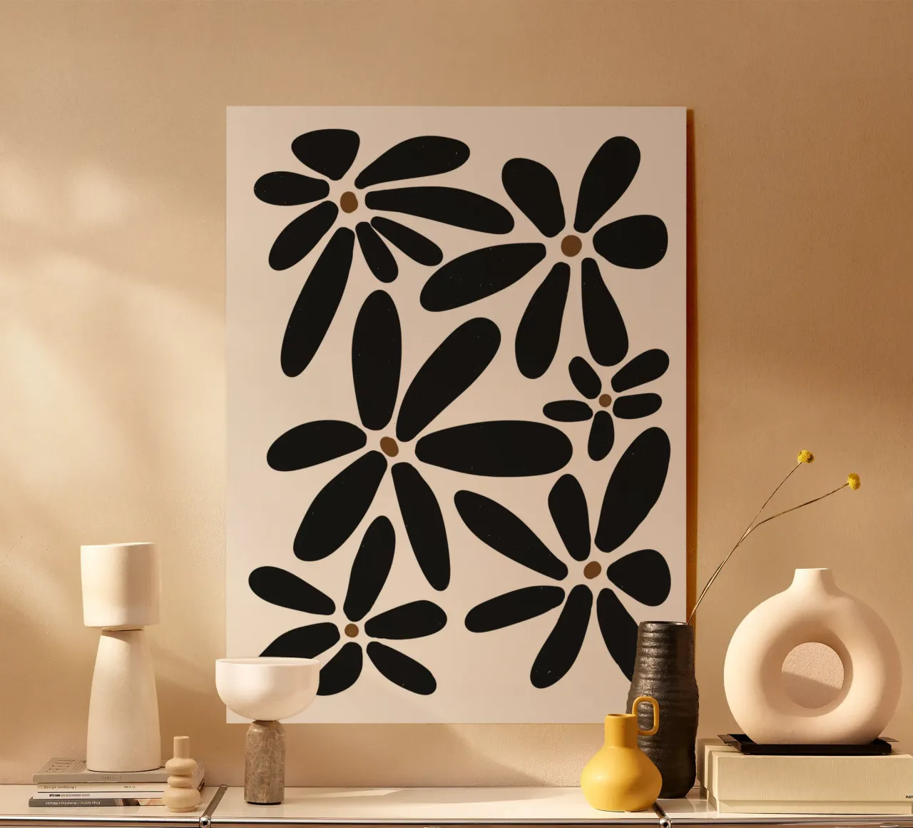 Botanico astratto minimalista Boho bianco nero metà secolo plexiglass da This Wild Soul - Illustration