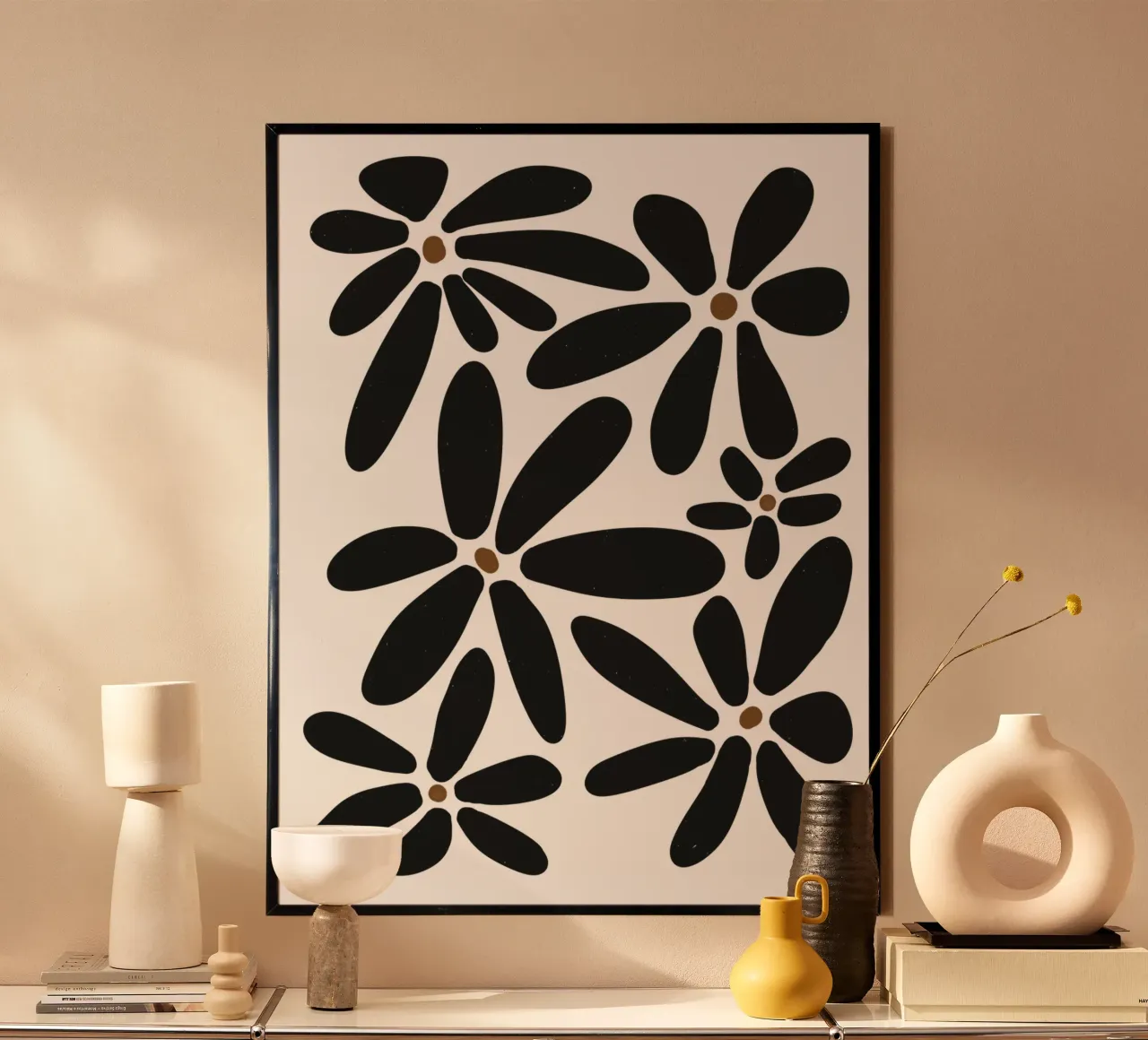 Botanico astratto minimalista Boho bianco nero metà secolo carta hahnemühle da This Wild Soul - Illustration