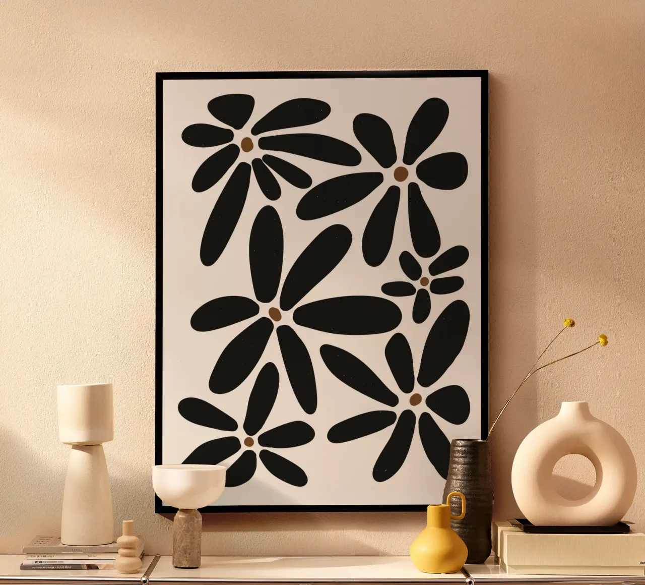 Botanico astratto minimalista Boho bianco nero metà secolo carta hahnemühle da This Wild Soul - Illustration