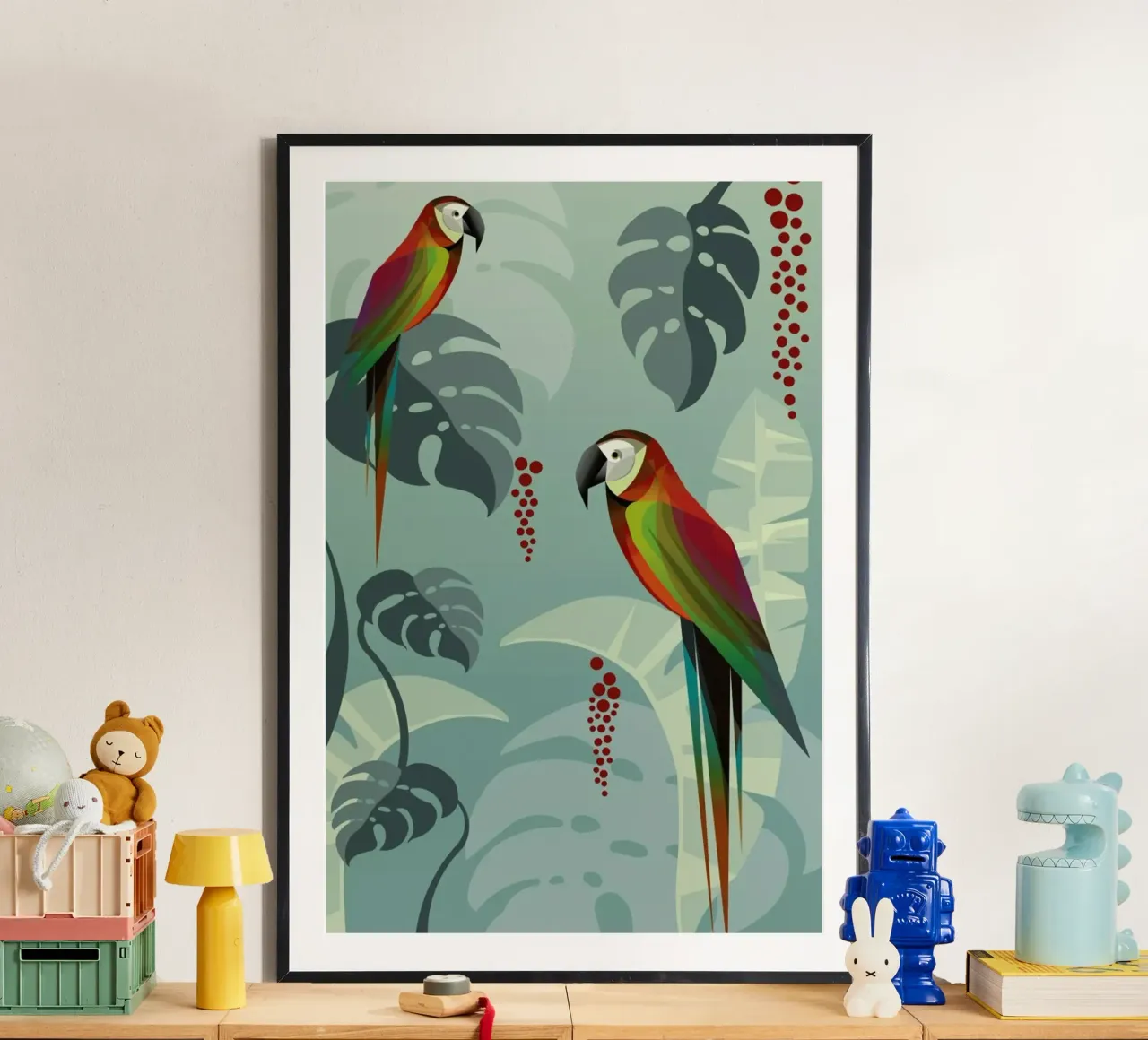 Parrot poster con telaio in alluminio da Sabrina Ziegenhorn
