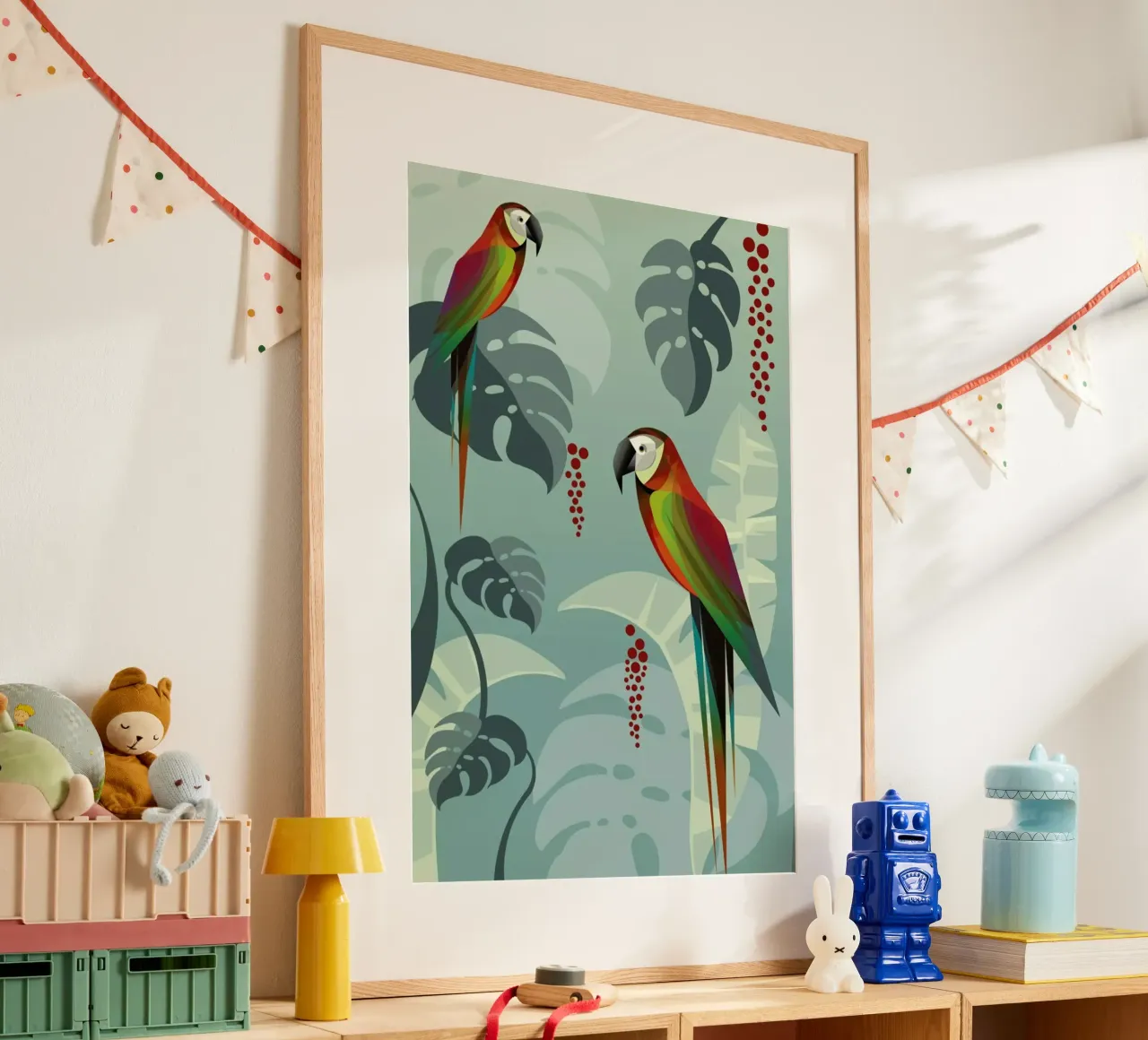 Parrot poster con telaio in alluminio da Sabrina Ziegenhorn