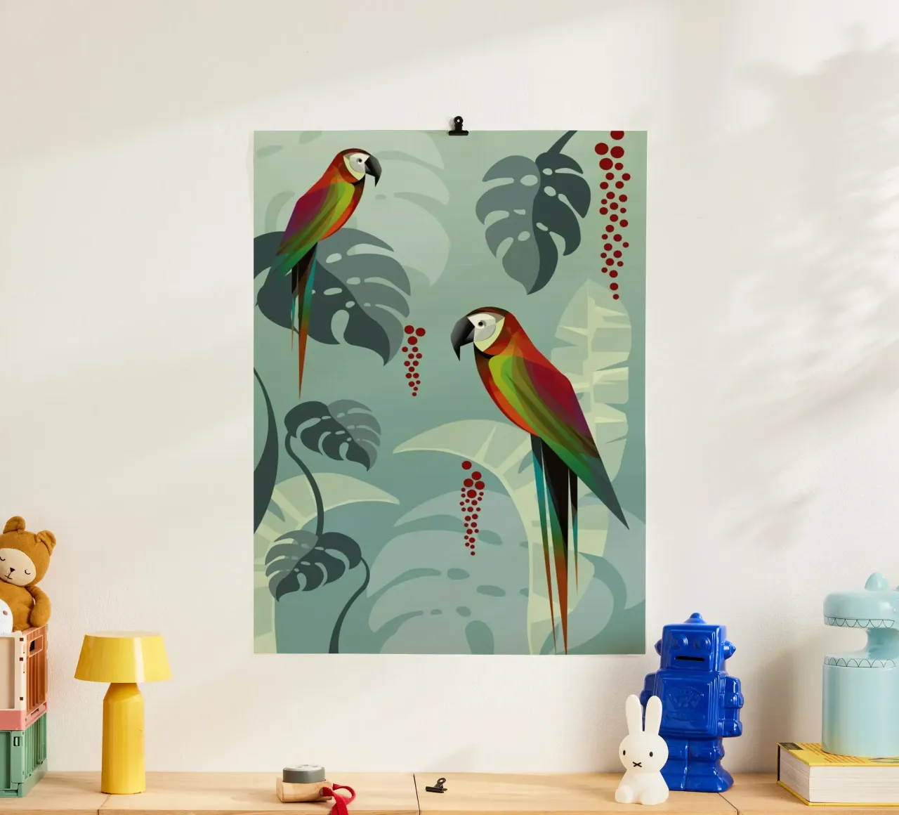 Parrot poster con telaio in alluminio da Sabrina Ziegenhorn