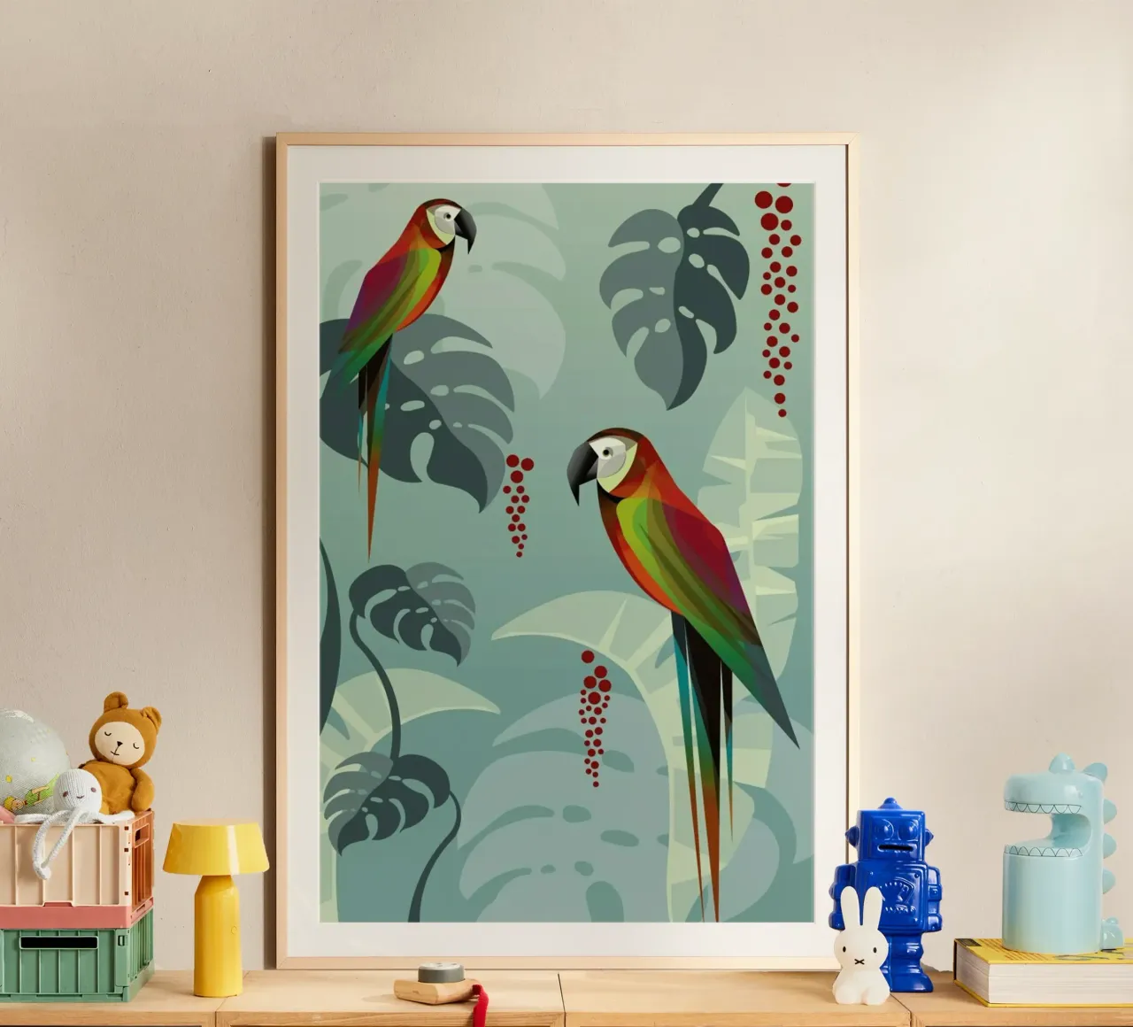 Parrot poster con telaio in alluminio da Sabrina Ziegenhorn