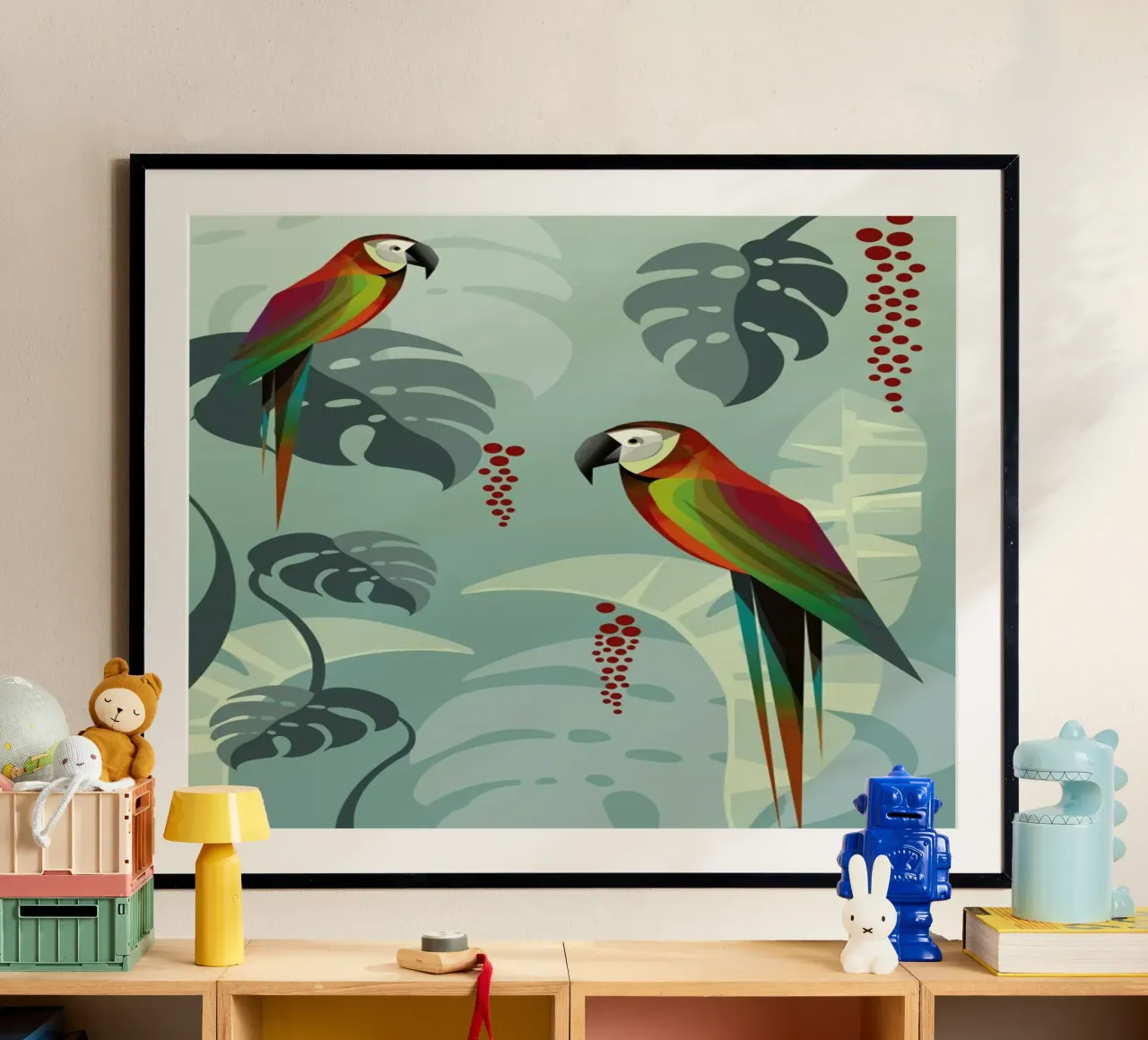 Parrot poster con telaio in alluminio da Sabrina Ziegenhorn