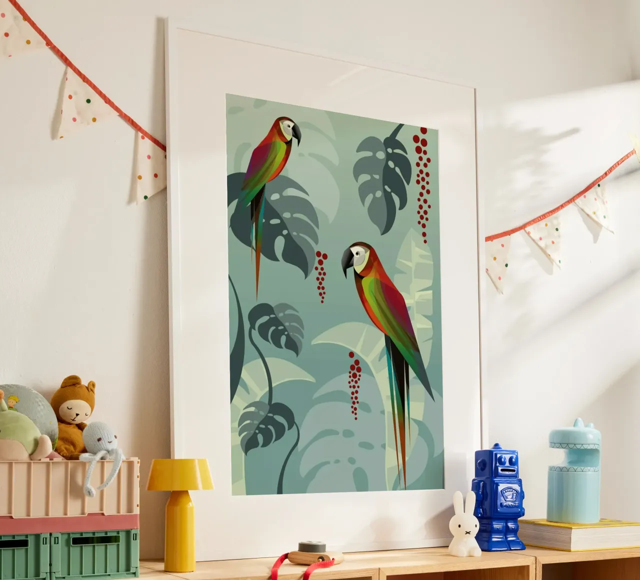 Parrot poster con telaio in alluminio da Sabrina Ziegenhorn