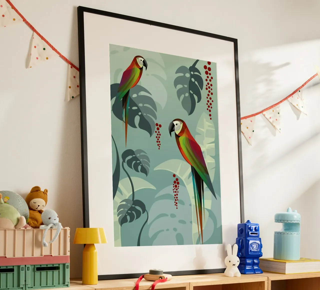 Parrot poster con telaio in alluminio da Sabrina Ziegenhorn