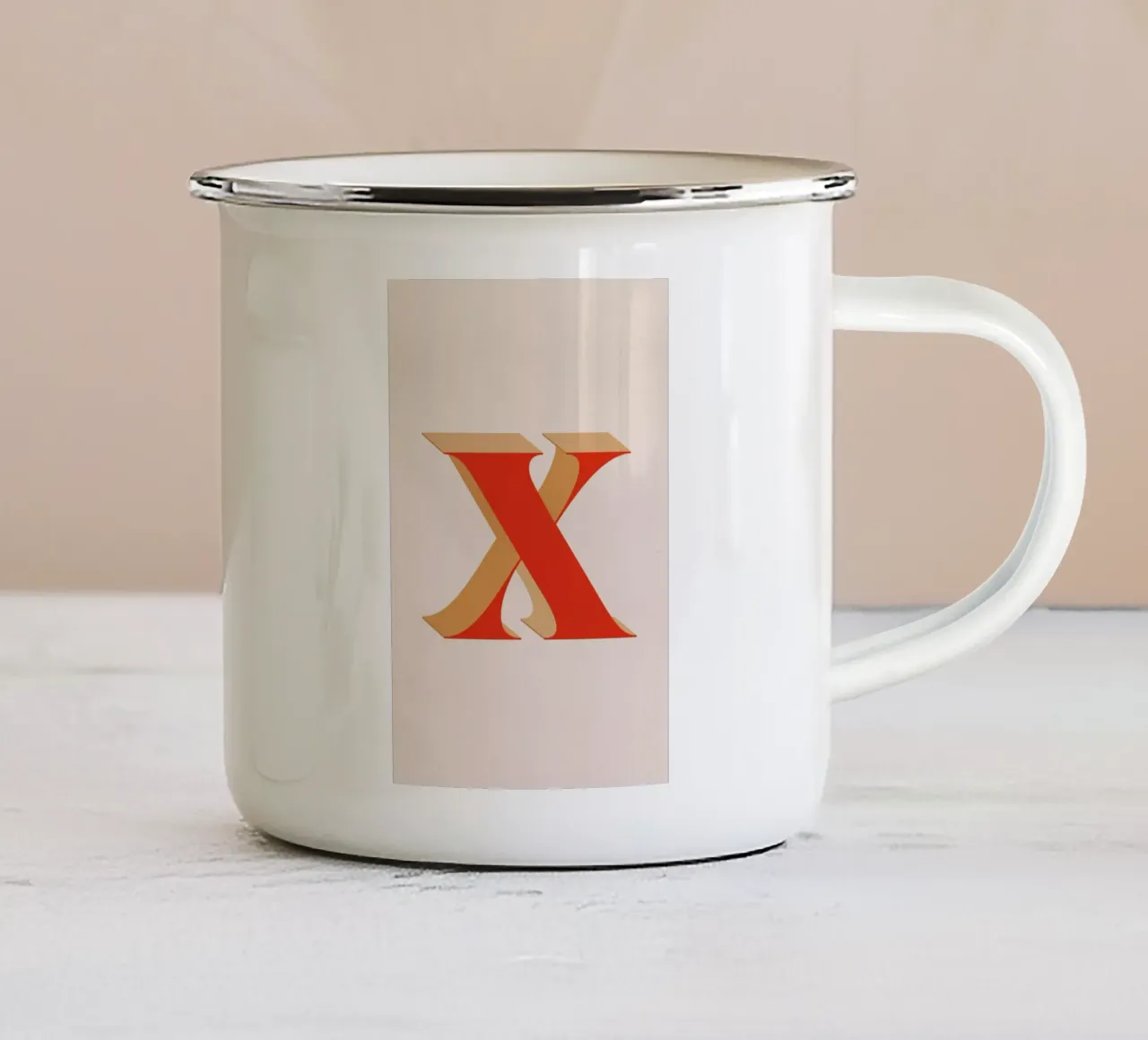 Red X enamel mug by daylight design studio