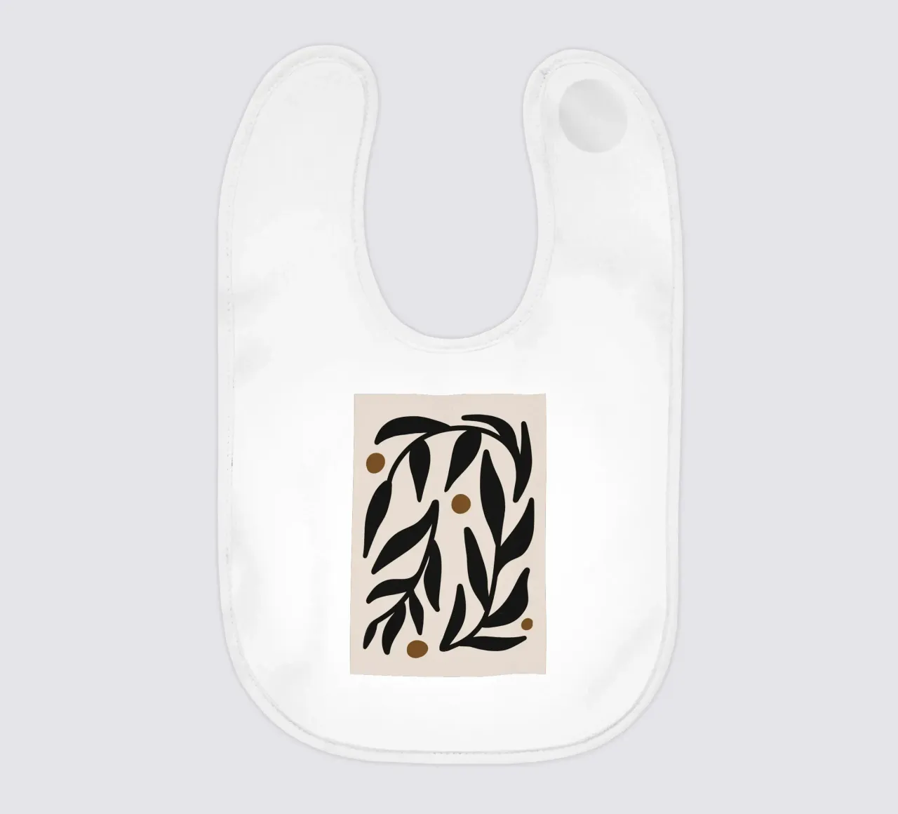 Foglie astratte minimaliste Mid-Century Boho Beige Nero bavaglino da This Wild Soul - Illustration