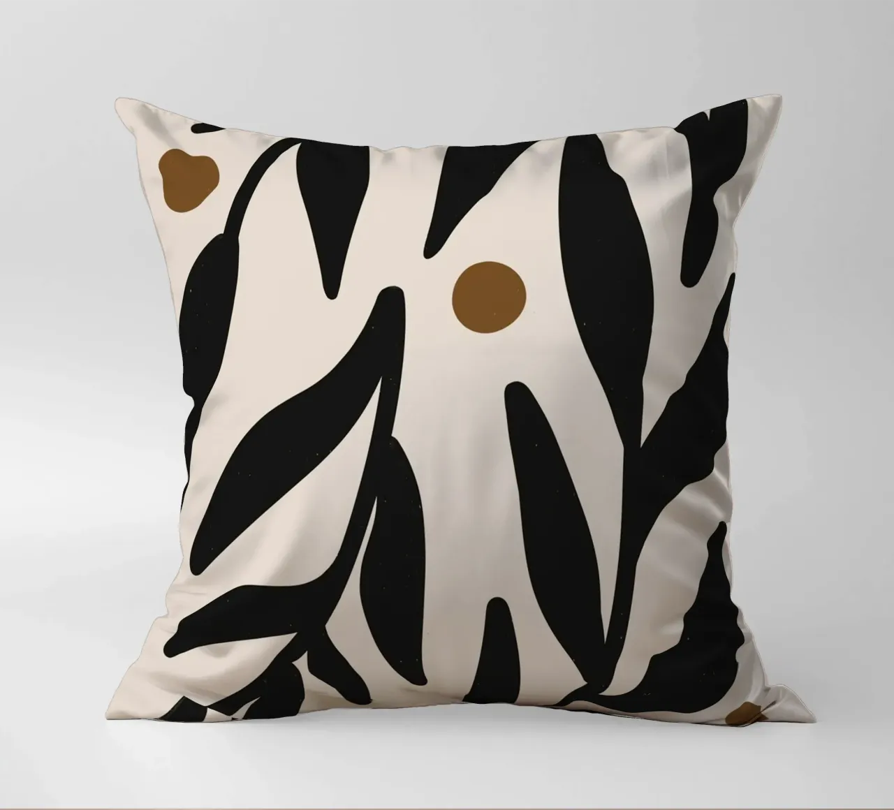 Foglie astratte minimaliste Mid-Century Boho Beige Nero cuscino da This Wild Soul - Illustration
