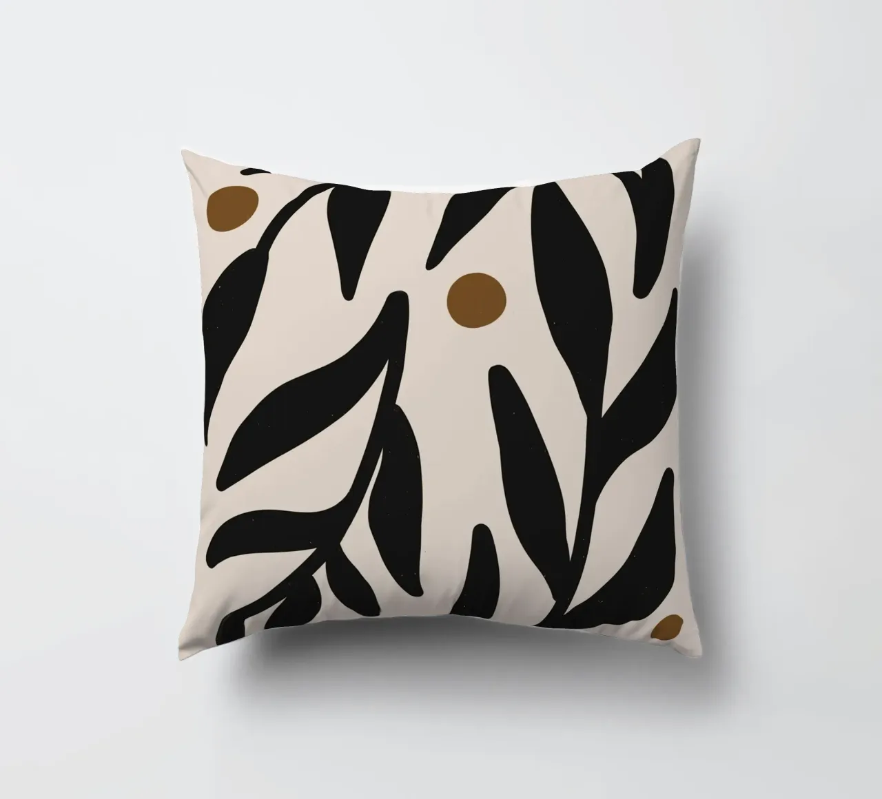 Foglie astratte minimaliste Mid-Century Boho Beige Nero cuscino da This Wild Soul - Illustration