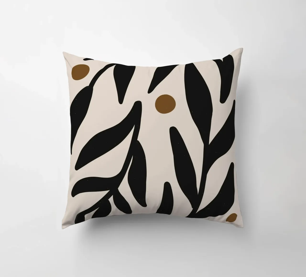 Foglie astratte minimaliste Mid-Century Boho Beige Nero cuscino da This Wild Soul - Illustration