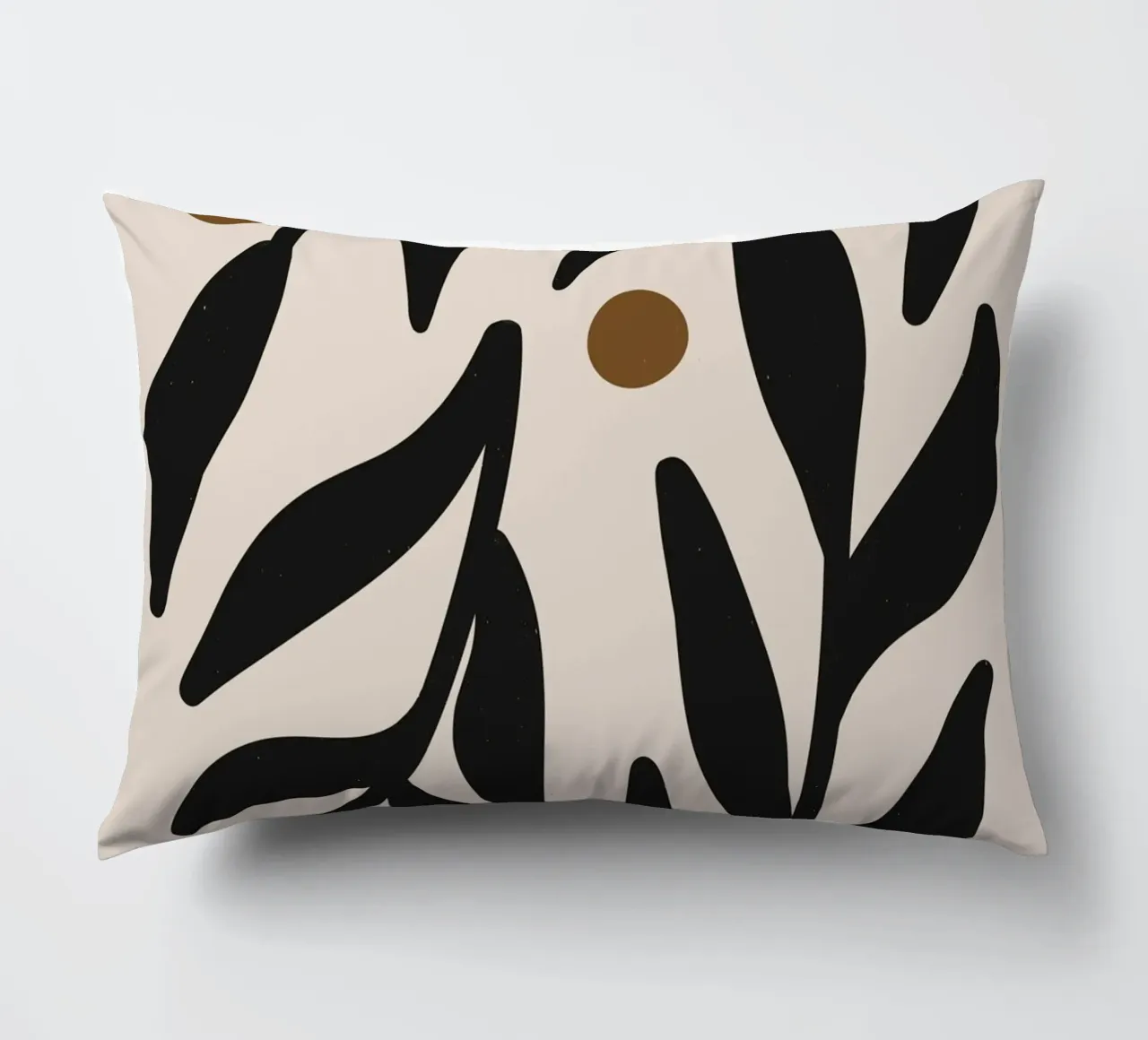 Foglie astratte minimaliste Mid-Century Boho Beige Nero cuscino da This Wild Soul - Illustration