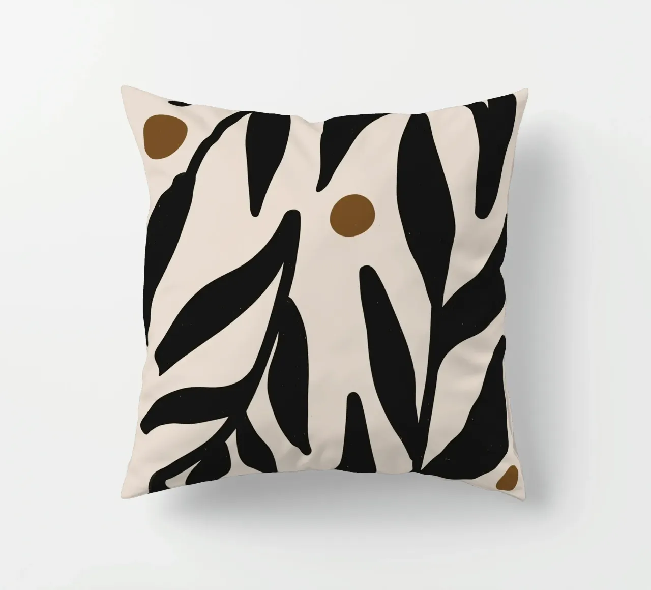 Foglie astratte minimaliste Mid-Century Boho Beige Nero cuscino da This Wild Soul - Illustration