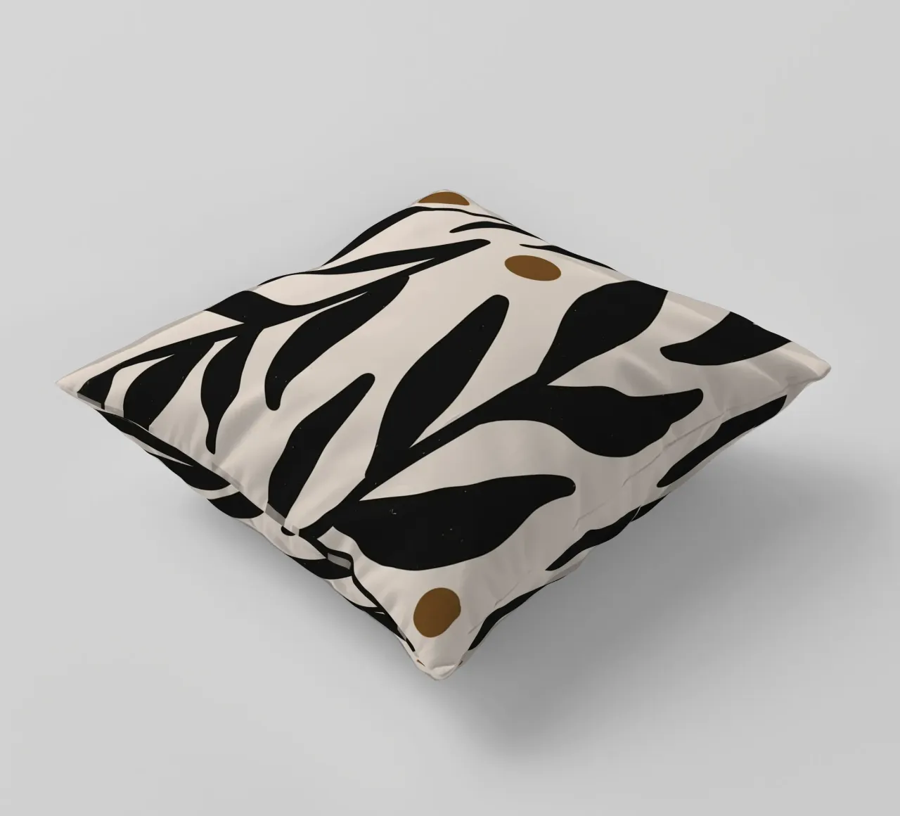 Foglie astratte minimaliste Mid-Century Boho Beige Nero cuscino da This Wild Soul - Illustration