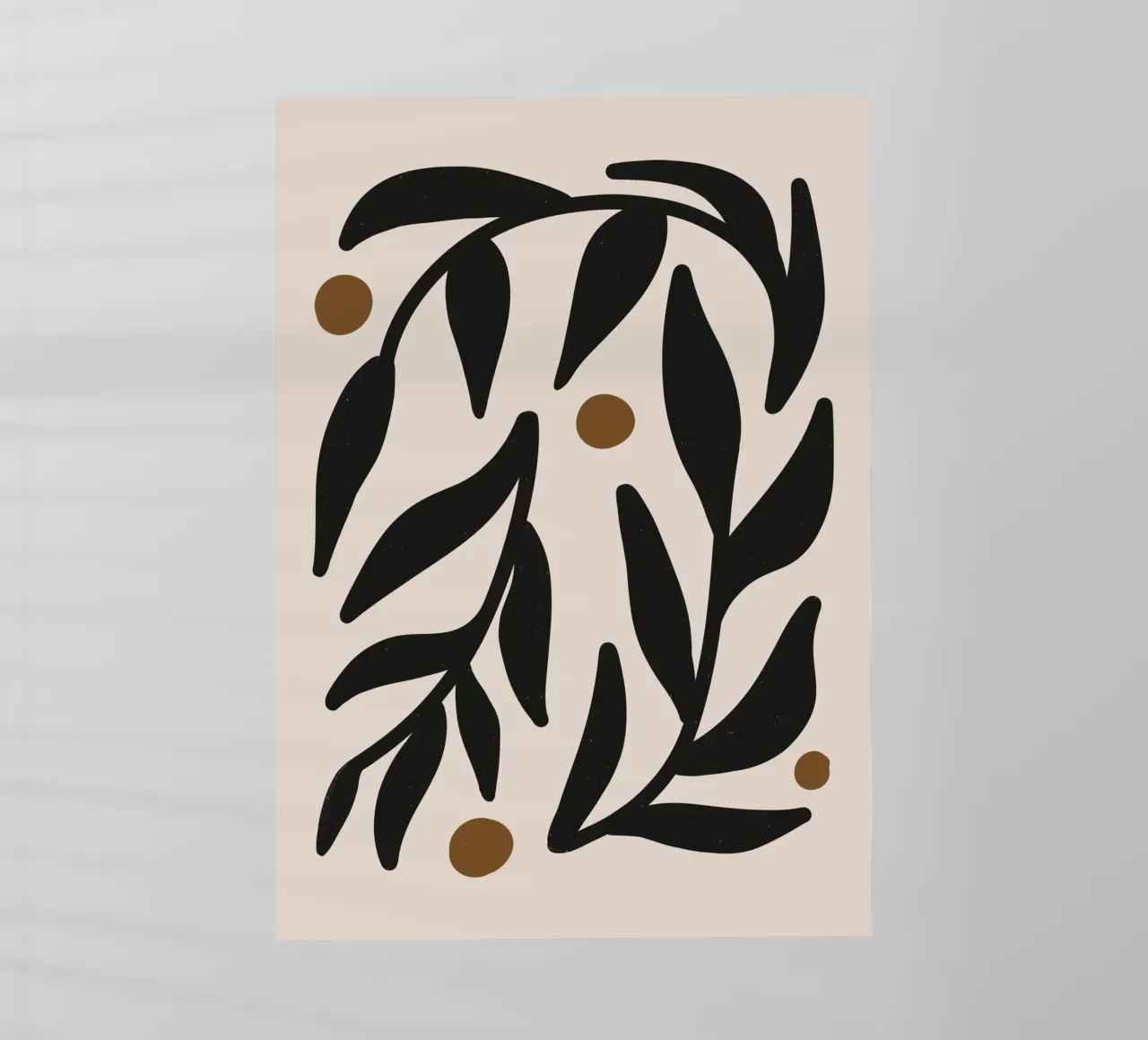 Foglie astratte minimaliste Mid-Century Boho Beige Nero pellicola backlit da This Wild Soul - Illustration