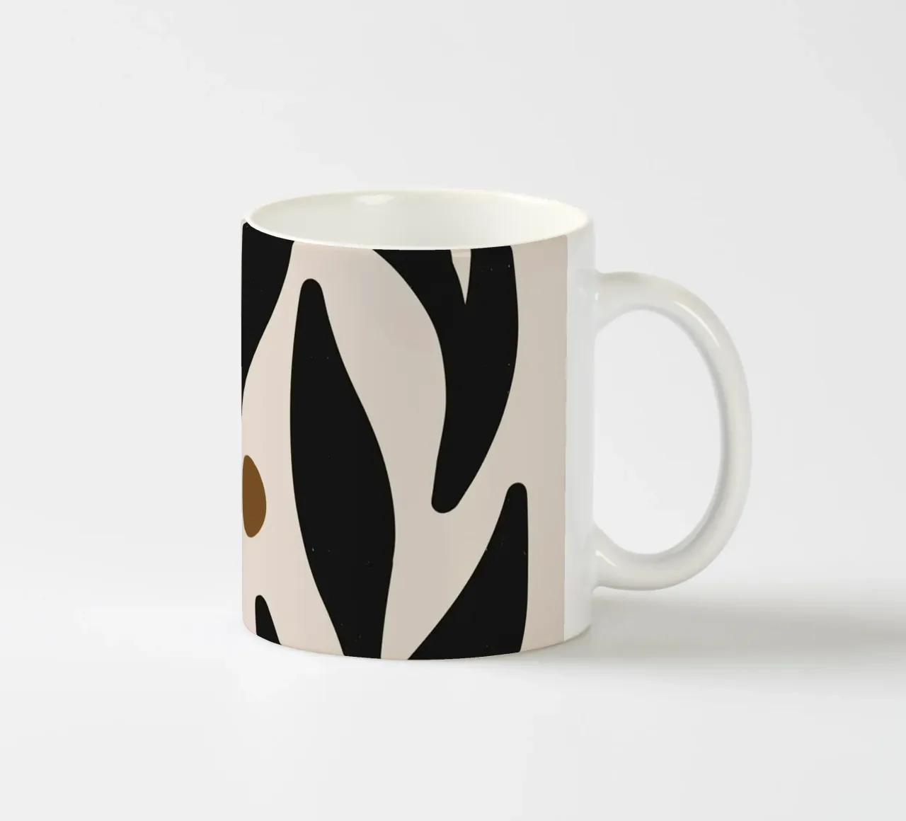 Minimalist Abstract Leaves Mid-Century Boho Beige Black ceramic mug by This Wild Soul - Illustration