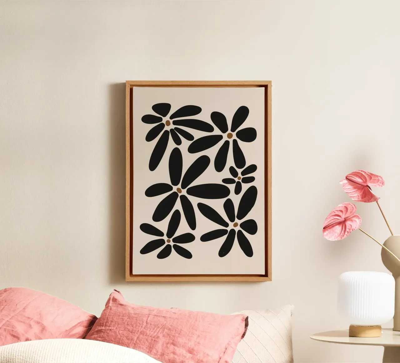 Minimalistisch Neutral floral MidCentury Beige 60s abstrakt boho Leinwand von This Wild Soul - Illustration