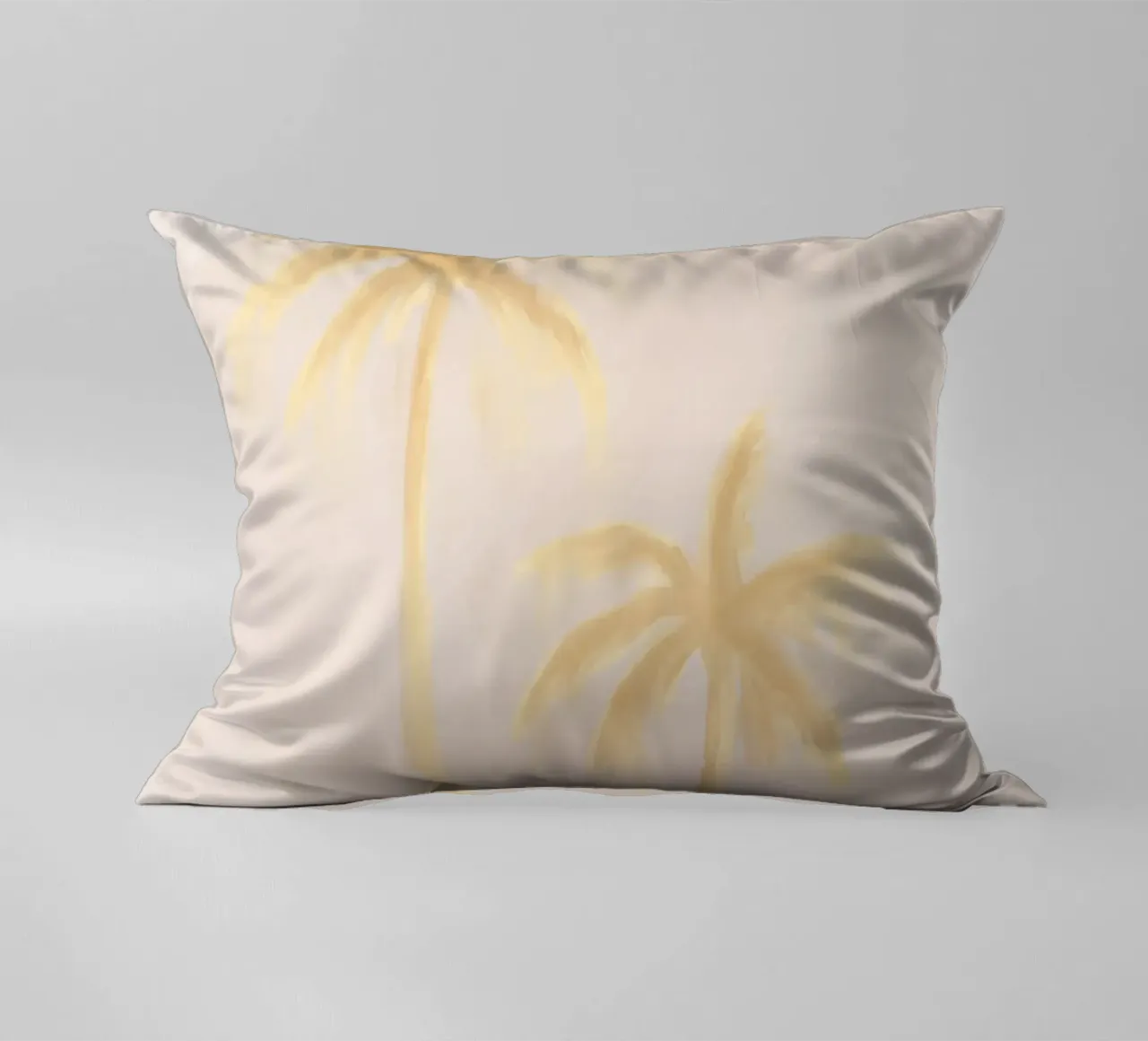 Beige Yellow Boho Palm Trees Abstract Coastal Tropical decorative cushion by This Wild Soul - Illustration