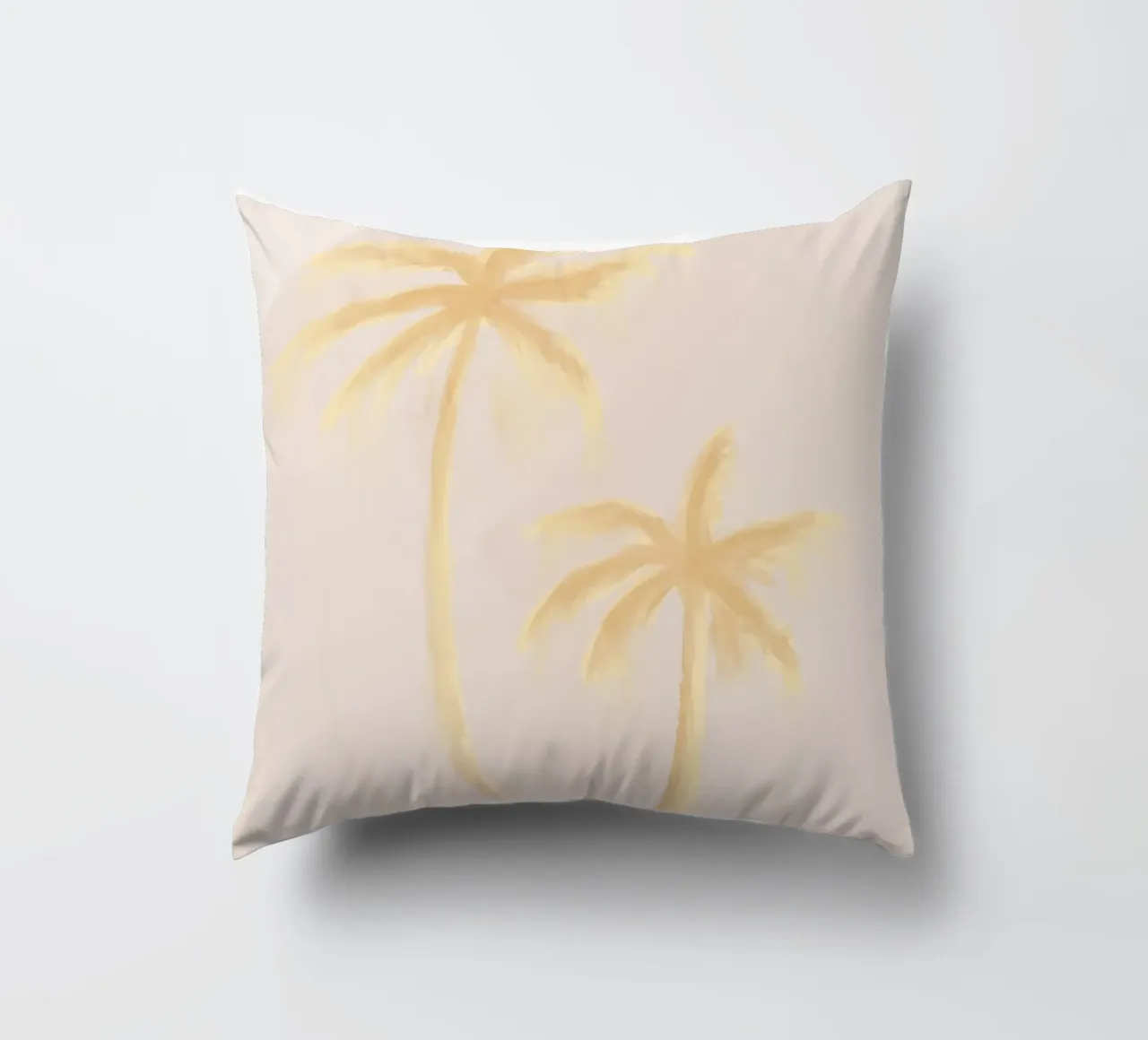Beige Yellow Boho Palm Trees Abstract Coastal Tropical decorative cushion by This Wild Soul - Illustration