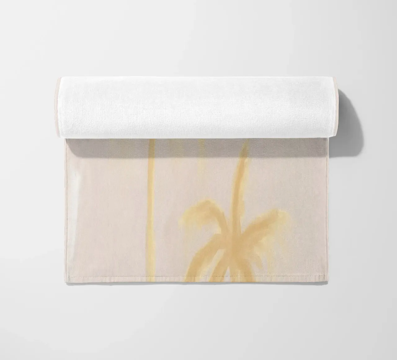 Beige Yellow Boho Palm Trees Abstract Coastal Tropical beach towel by This Wild Soul - Illustration