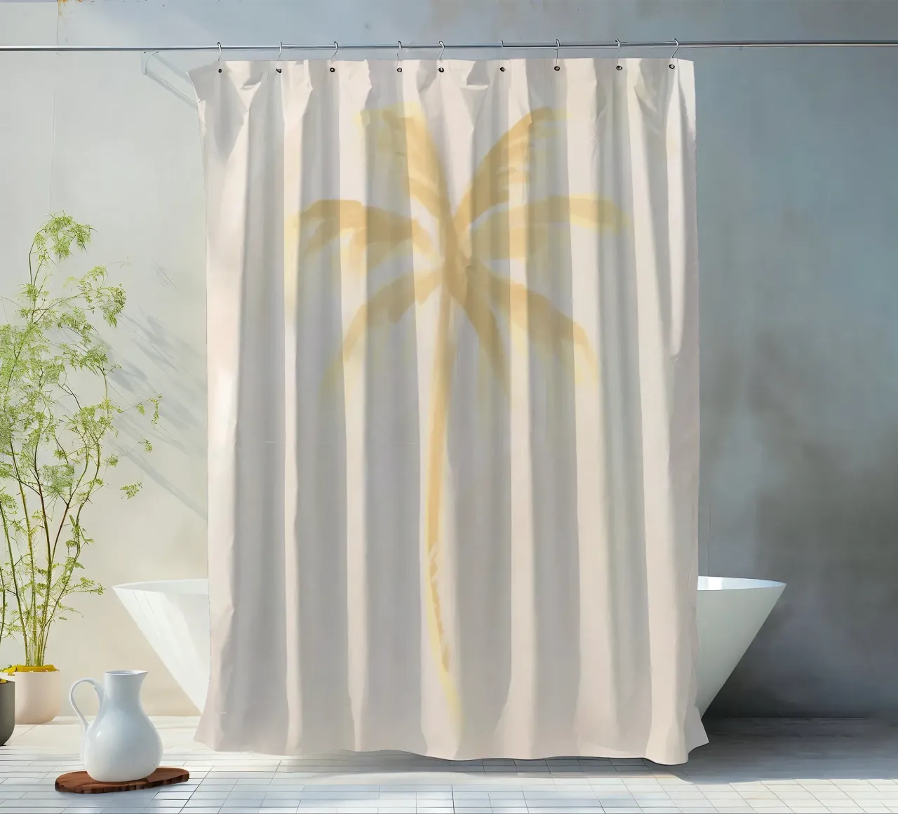 Pastello Boho Coastal Tropical Abstract Palm Coconut Tree tenda da doccia da This Wild Soul - Illustration