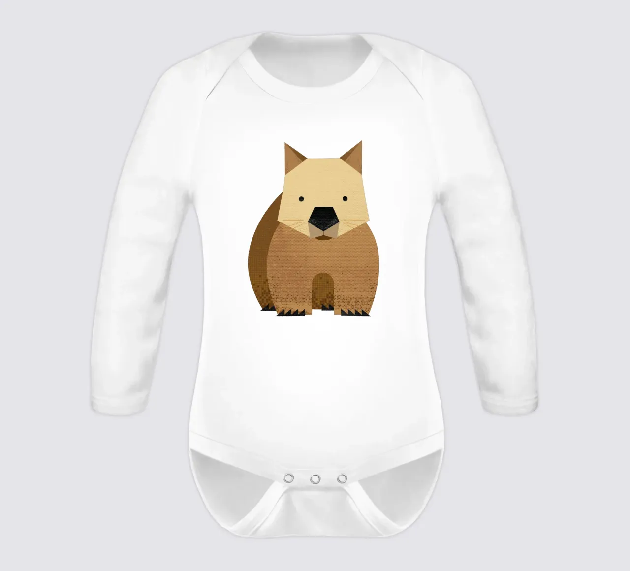 Whimsy Wombat babyrompertje lange mouwen van The Printed Sparrow
