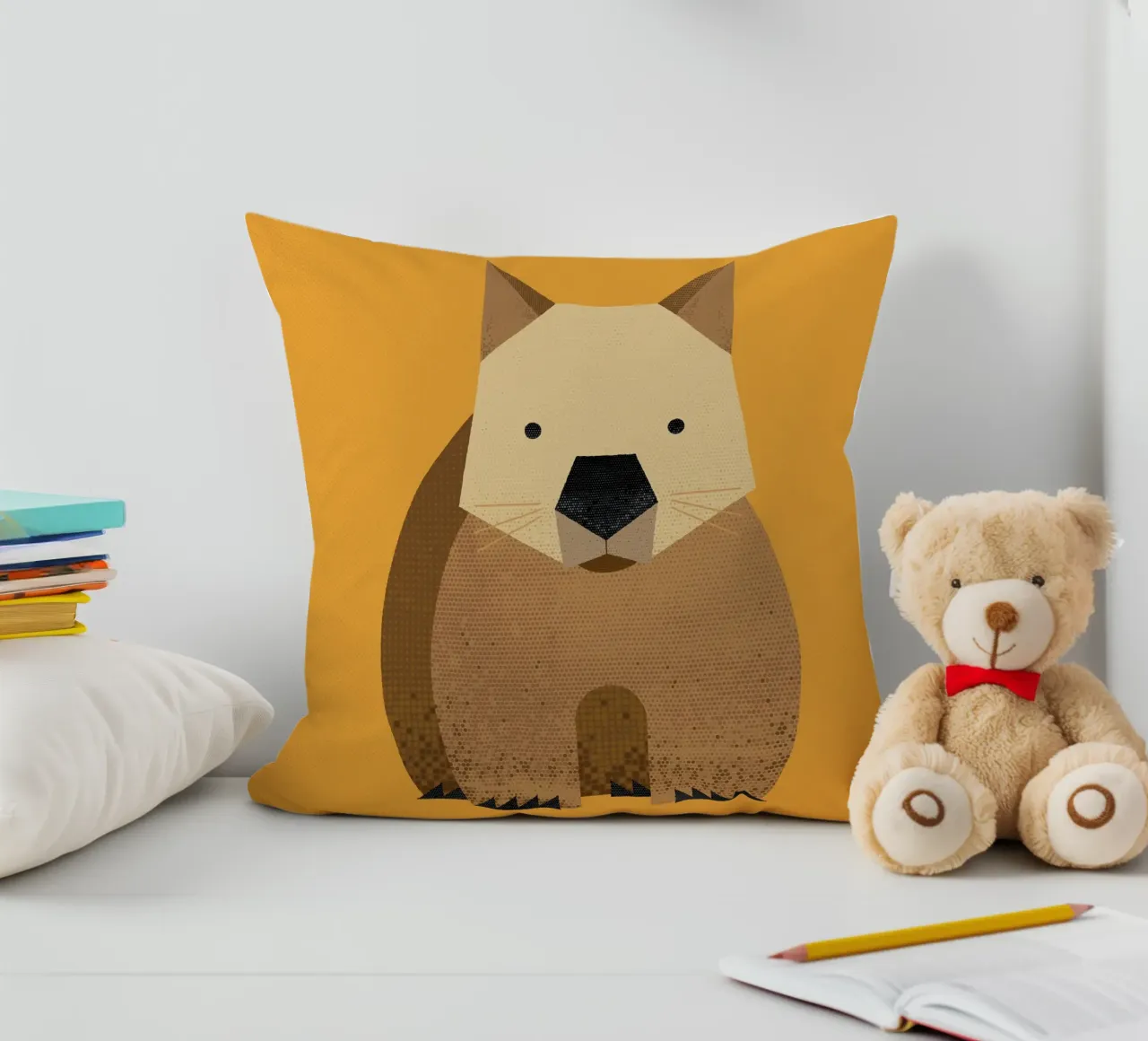 Whimsy Wombat decorative cushion by The Printed Sparrow