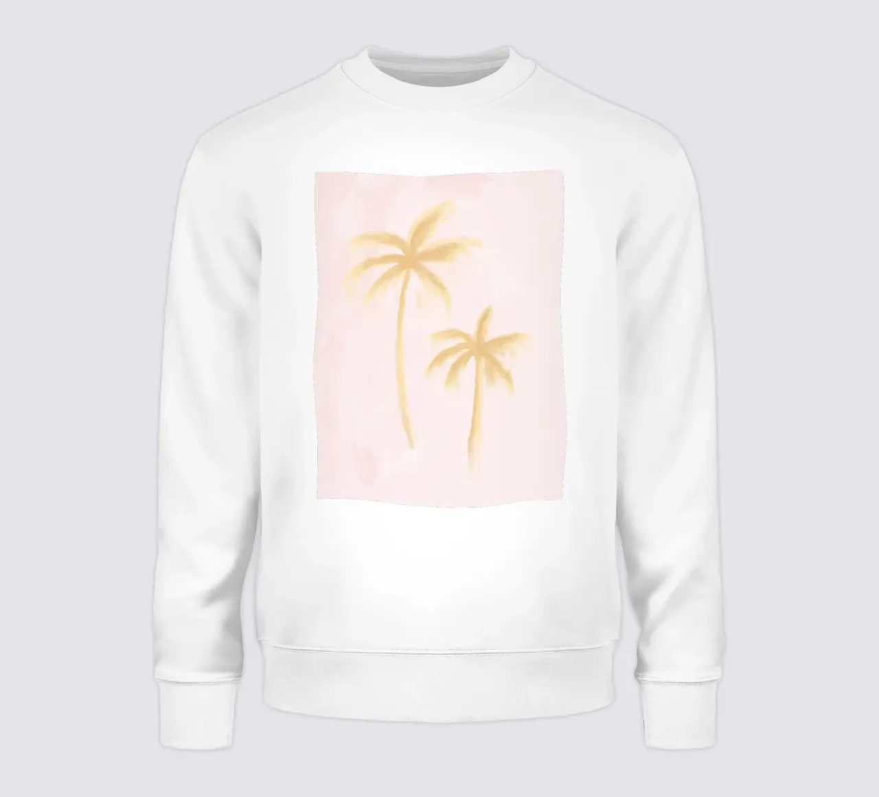 Peinture abstraite Boho Palmiers Cocotiers Pastel Rose Jaune sweat de This Wild Soul - Illustration