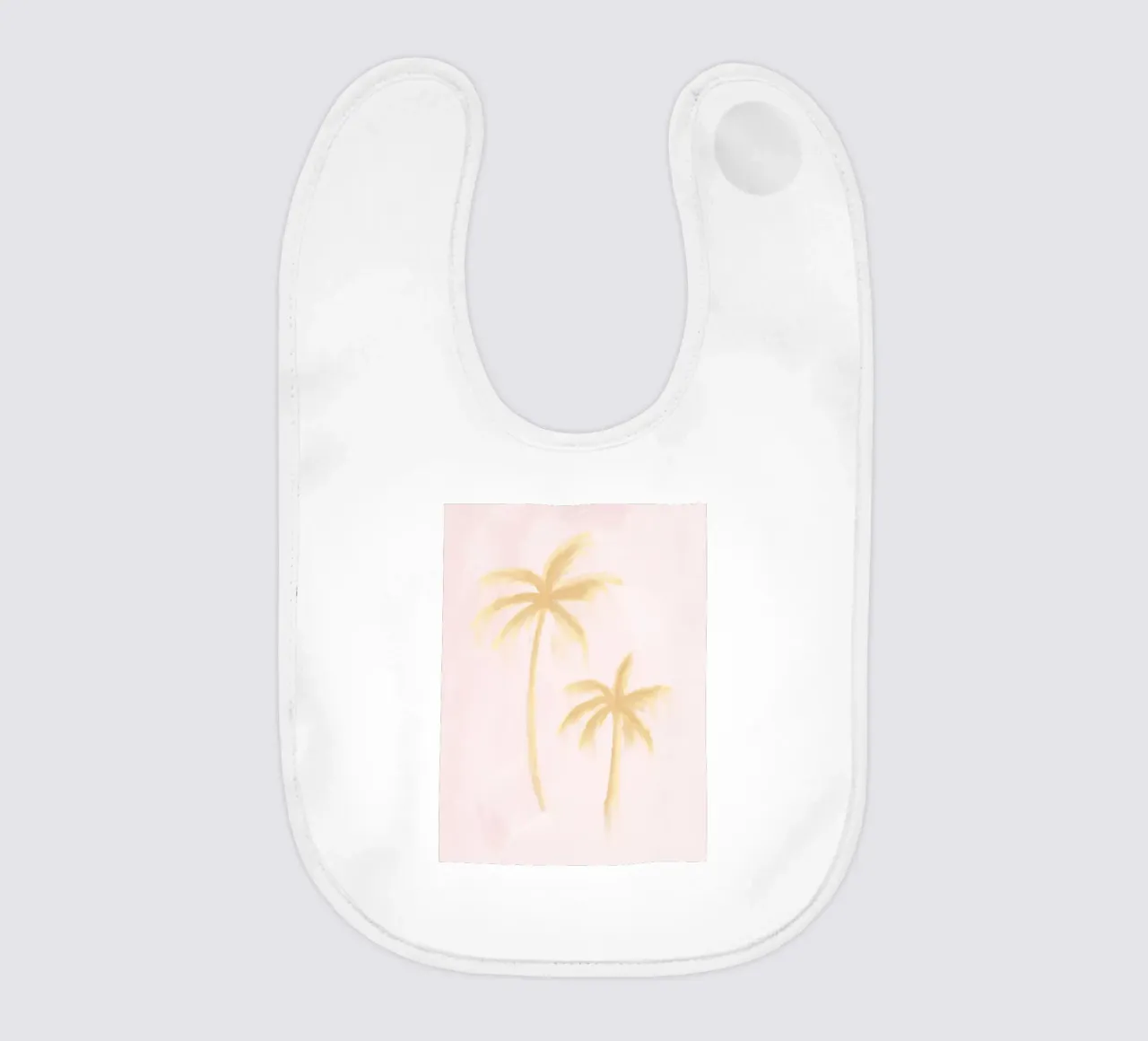 Boho Abstract Palm Coconut Trees Pastel Pink Yellow painting baby bib by This Wild Soul - Illustration