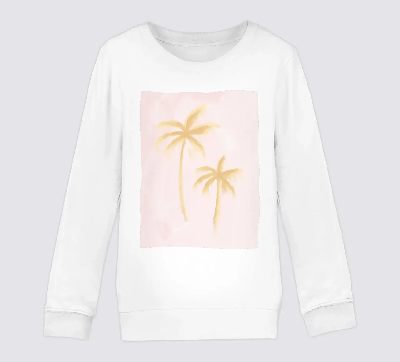 Boho Abstrakte Palme Kokosnussbäume Pastell Rosa Gelb Gemälde Kinder Sweatshirt von This Wild Soul - Illustration