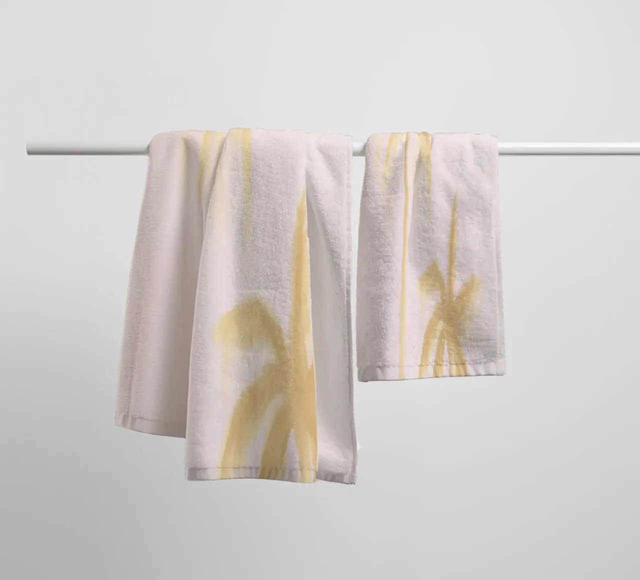 Peinture abstraite Boho Palmiers Cocotiers Pastel Rose Jaune serviette de bain de This Wild Soul - Illustration