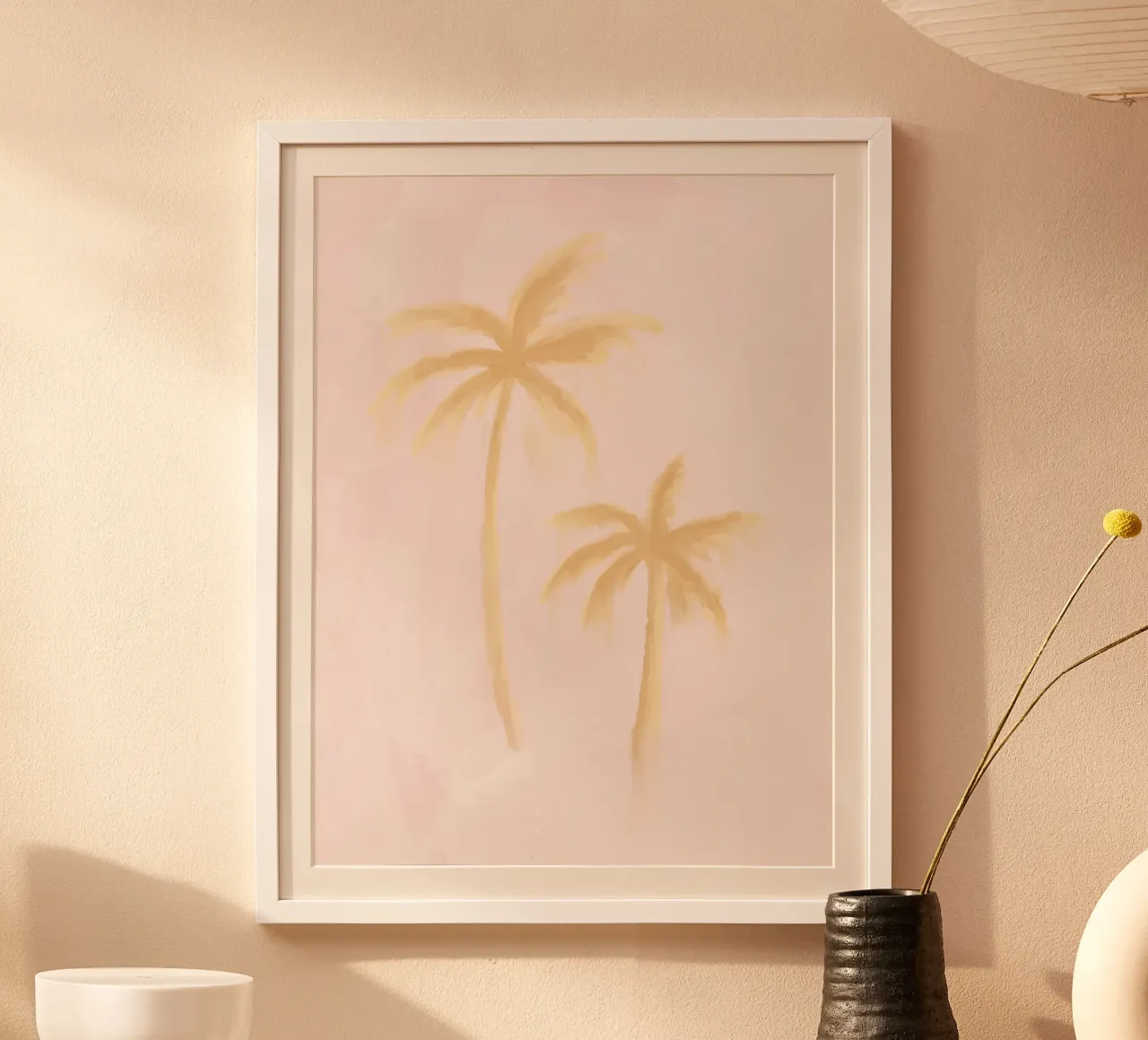 Peinture abstraite Boho Palmiers Cocotiers Pastel Rose Jaune hahnemühle de This Wild Soul - Illustration