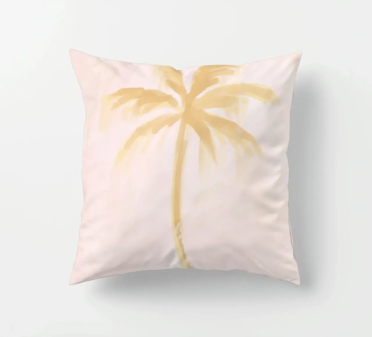 Boho Abstract Palm Coconut Trees Pastel Pink Yellow painting decorative cushion by This Wild Soul - Illustration