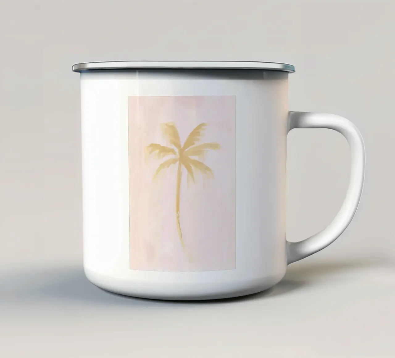 Boho astratto palma da cocco alberi pastello rosa giallo pittura tazza in smalto da This Wild Soul - Illustration