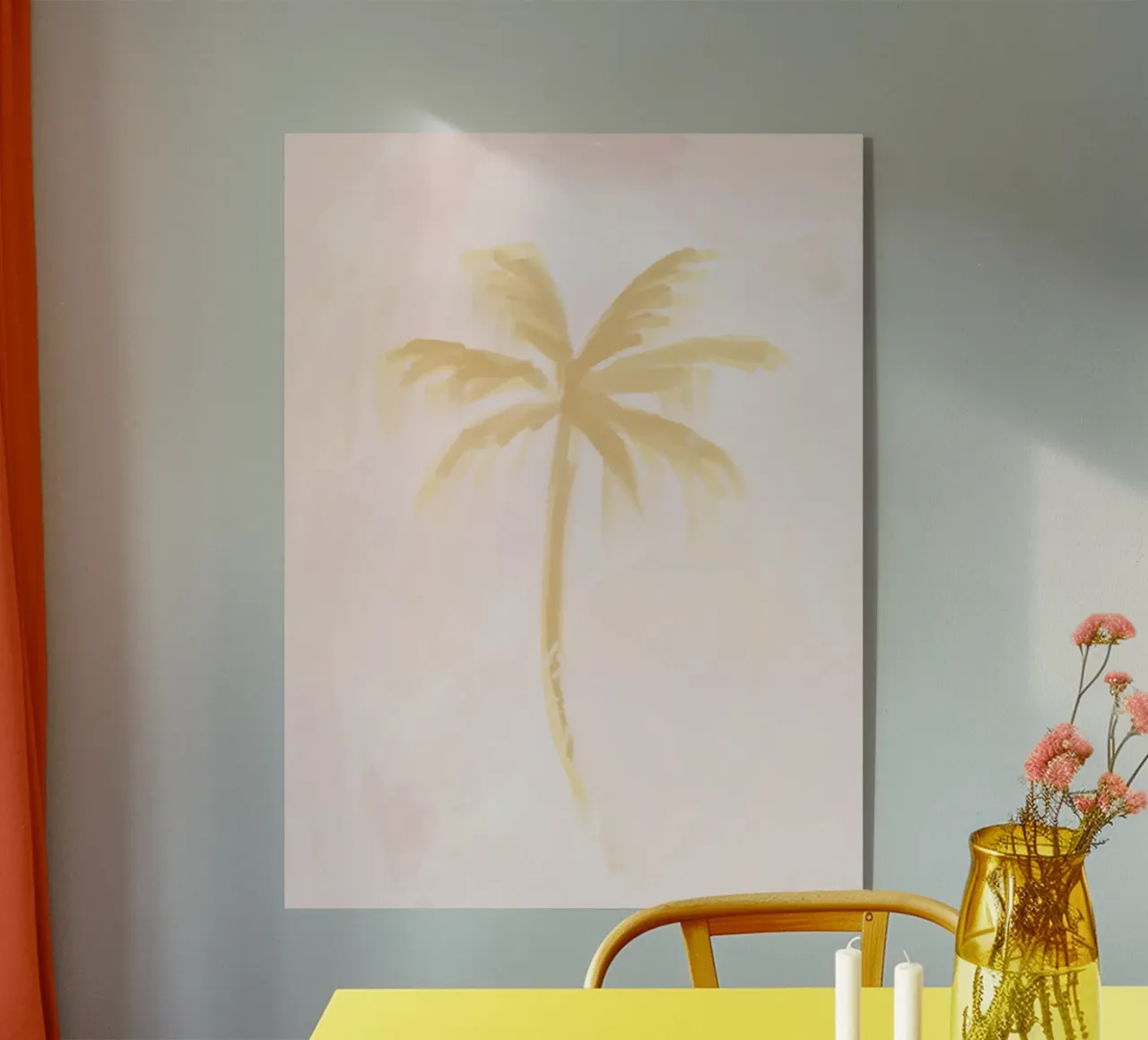 Boho Abstract Palm Coconut Trees Pastel Pink Yellow painting acrylic glass by This Wild Soul - Illustration