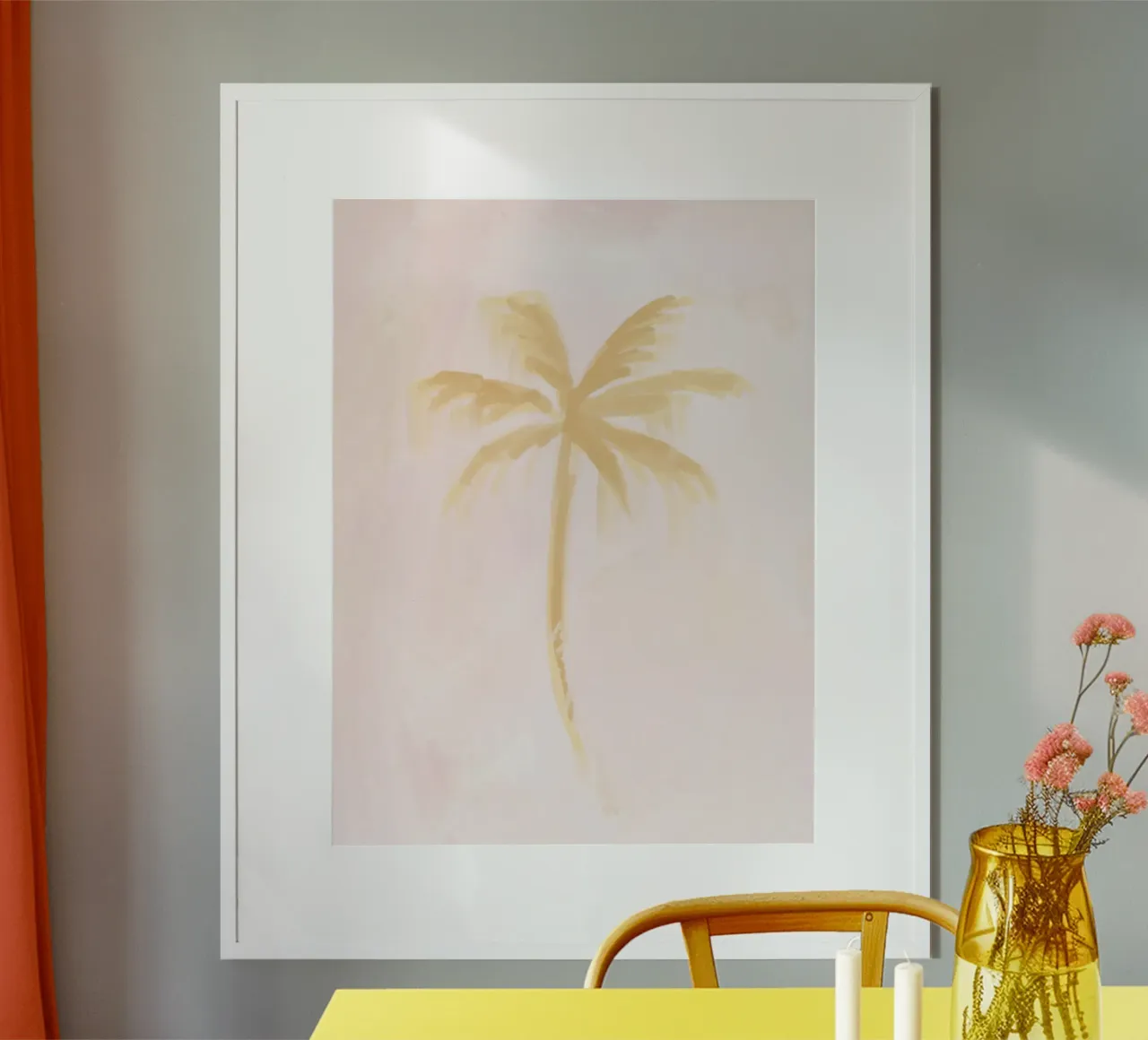 Boho astratto palma da cocco alberi pastello rosa giallo pittura poster da This Wild Soul - Illustration