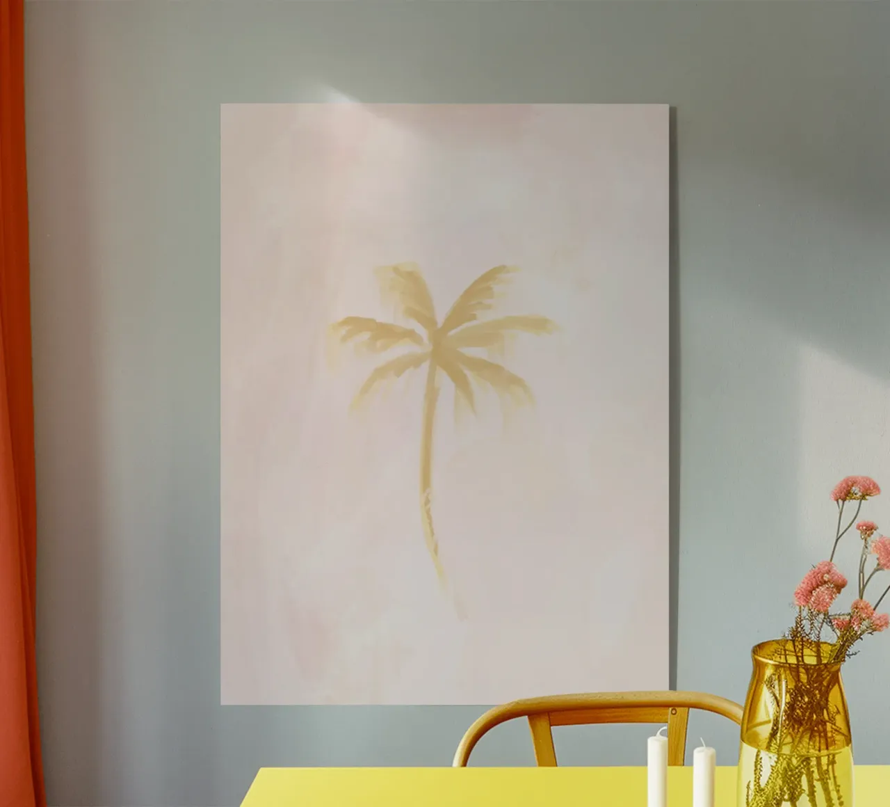 Rosa pastello Boho Coastal Island Coconut Palm Tree astratto plexiglass da This Wild Soul - Illustration